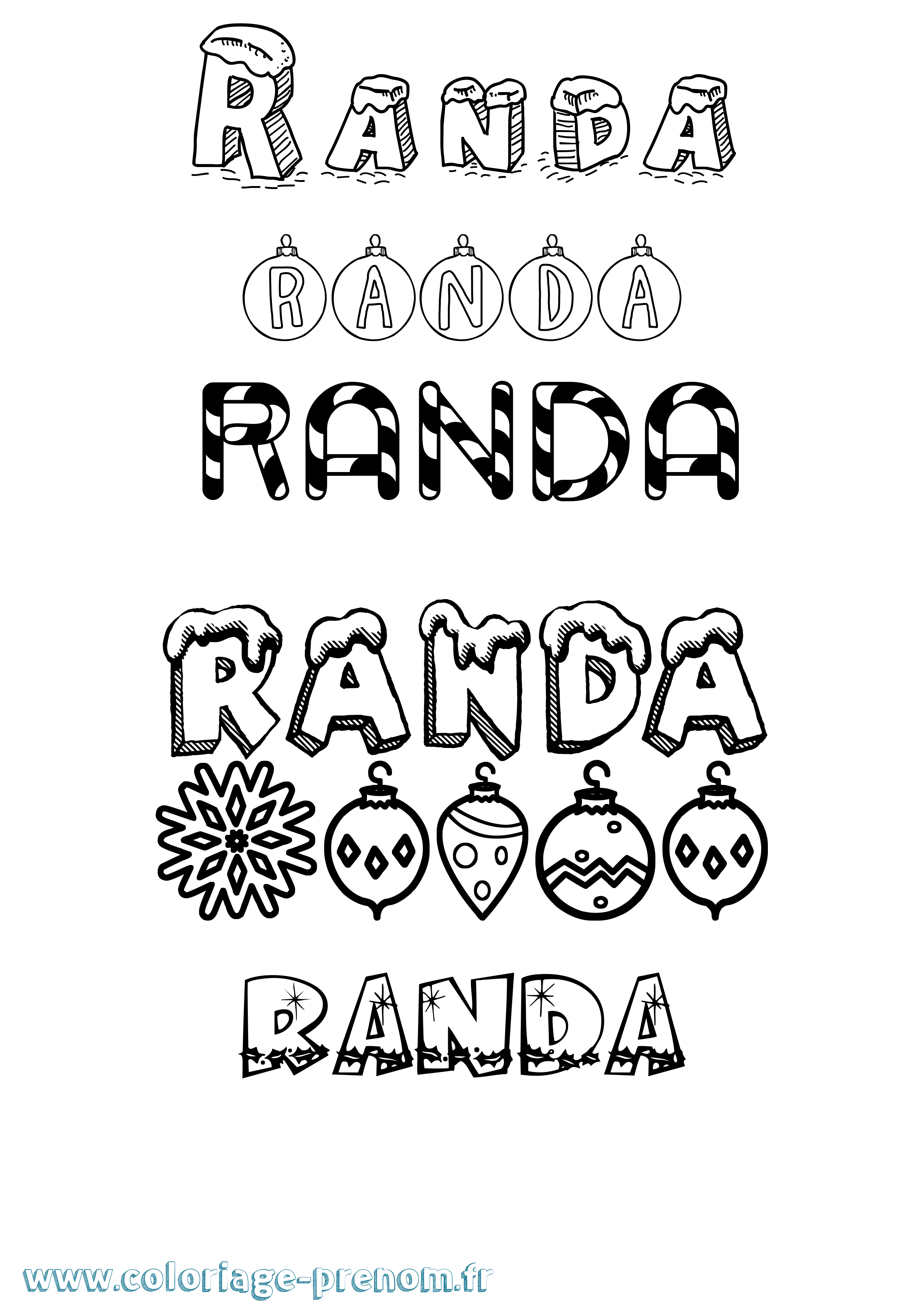 Coloriage Randa Noël Coloriage prénom Randa Noël
