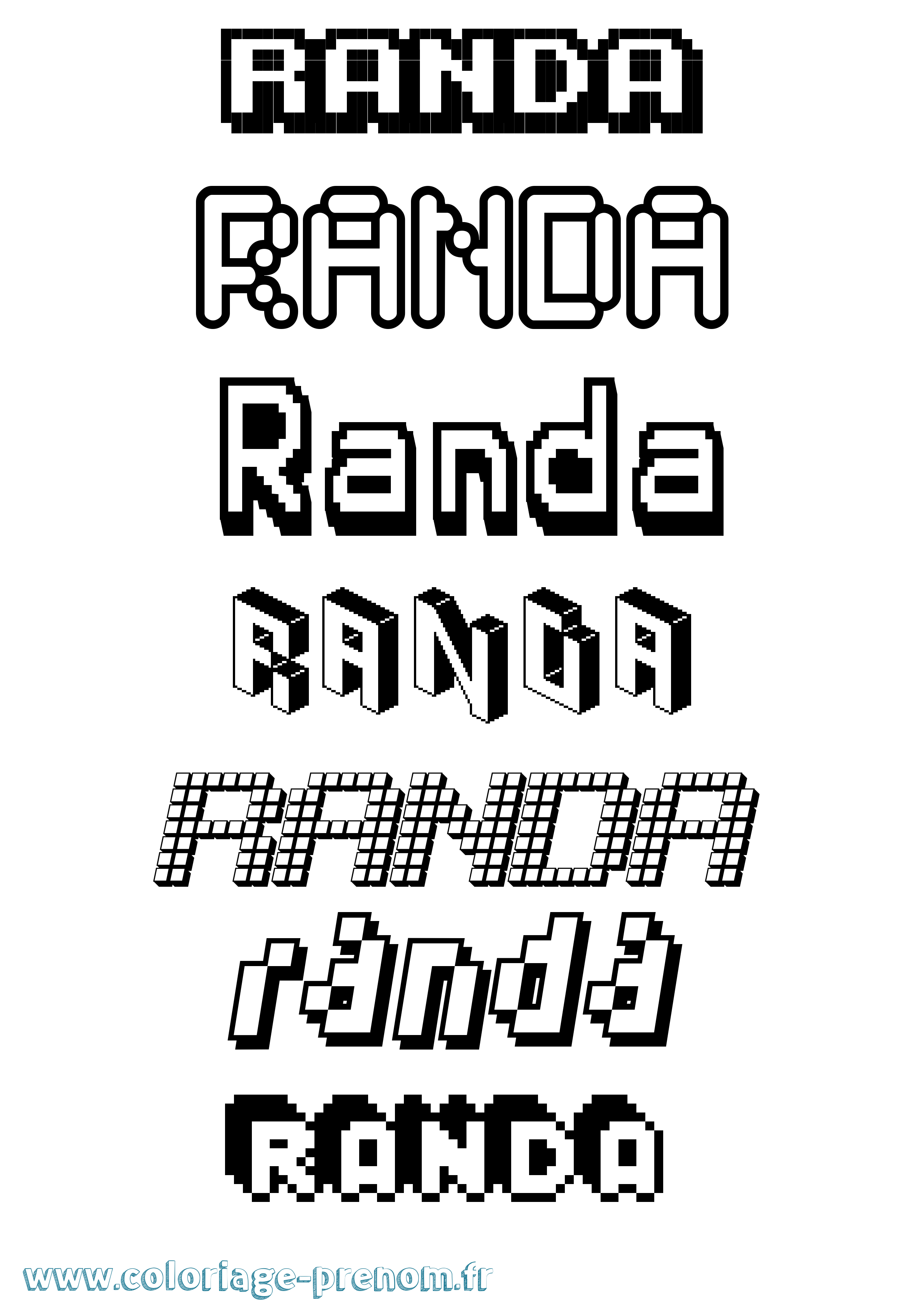 Coloriage Randa Pixel Coloriage prénom Randa Pixel