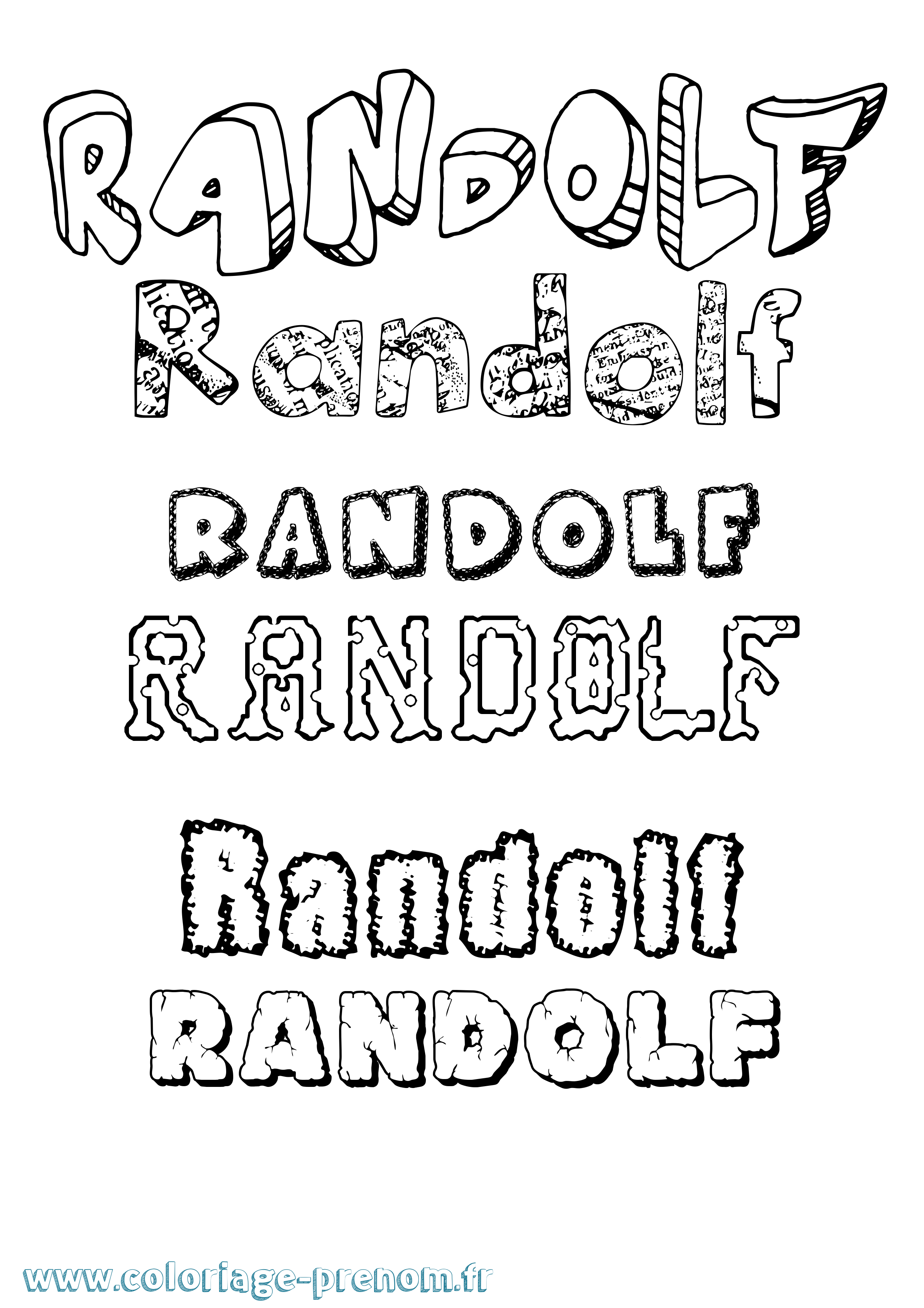 Coloriage Randolf Destructuré Coloriage prénom Randolf Destructuré