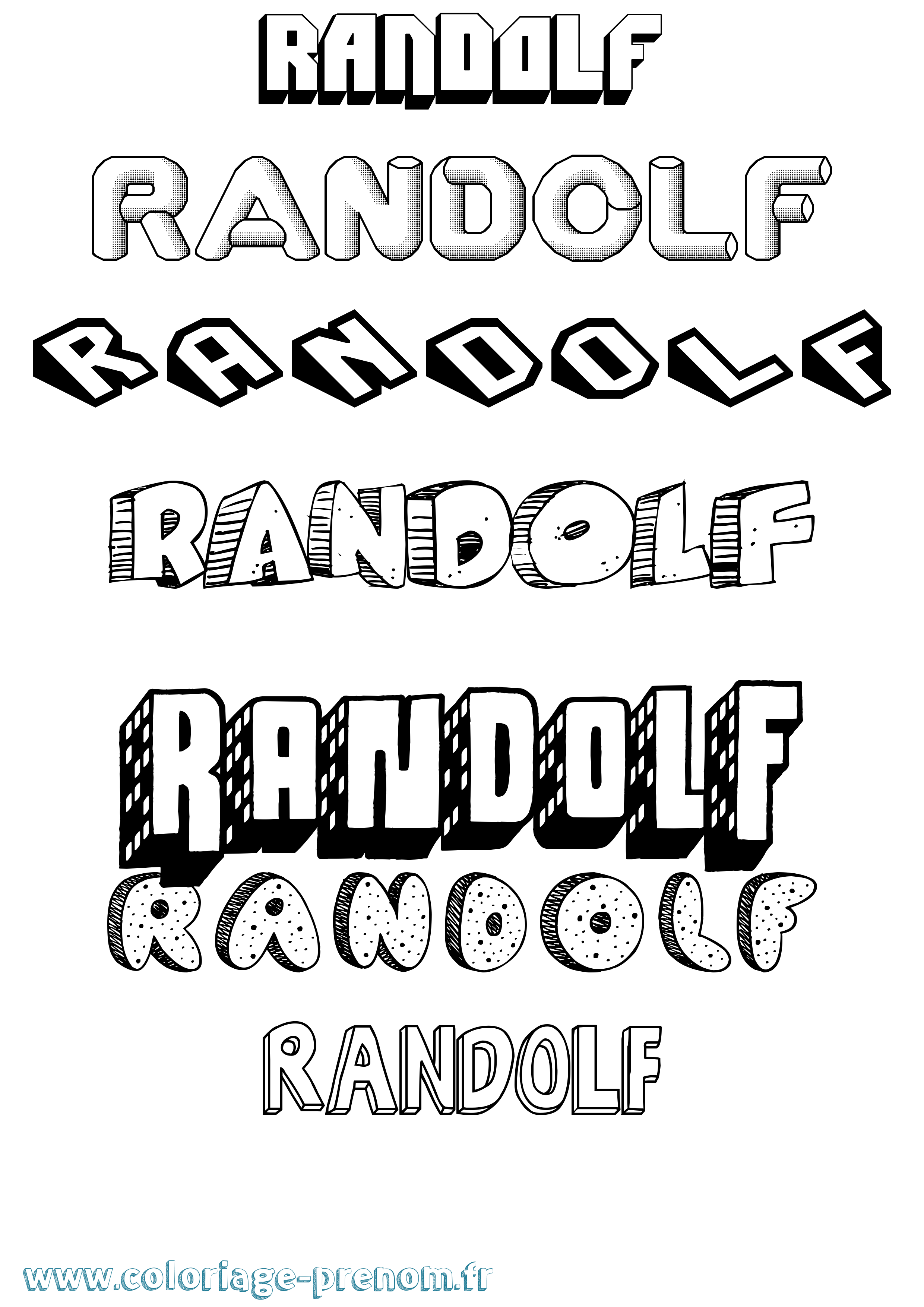 Coloriage Randolf Effet 3D Coloriage prénom Randolf Effet 3D