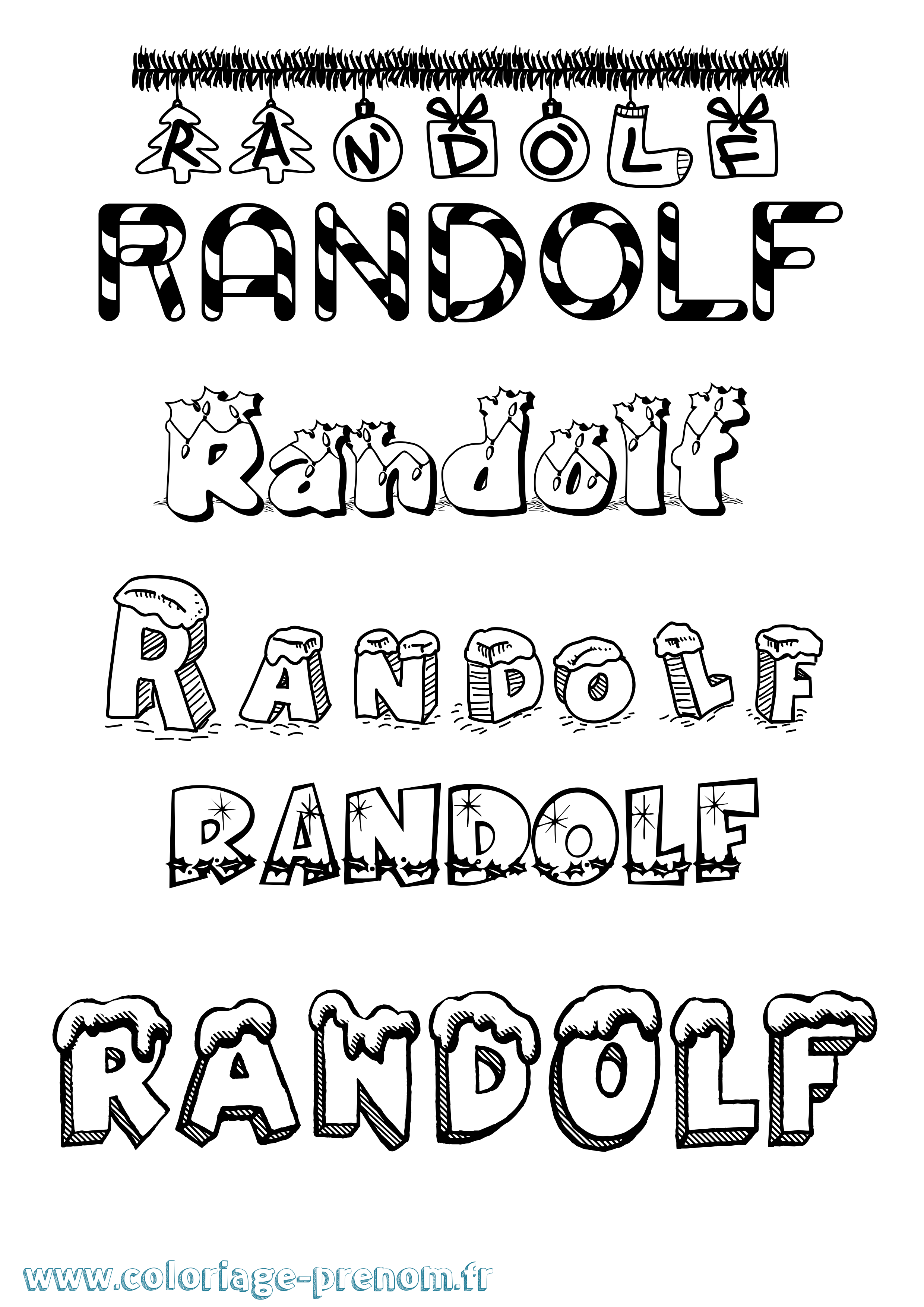 Coloriage Randolf Noël Coloriage prénom Randolf Noël