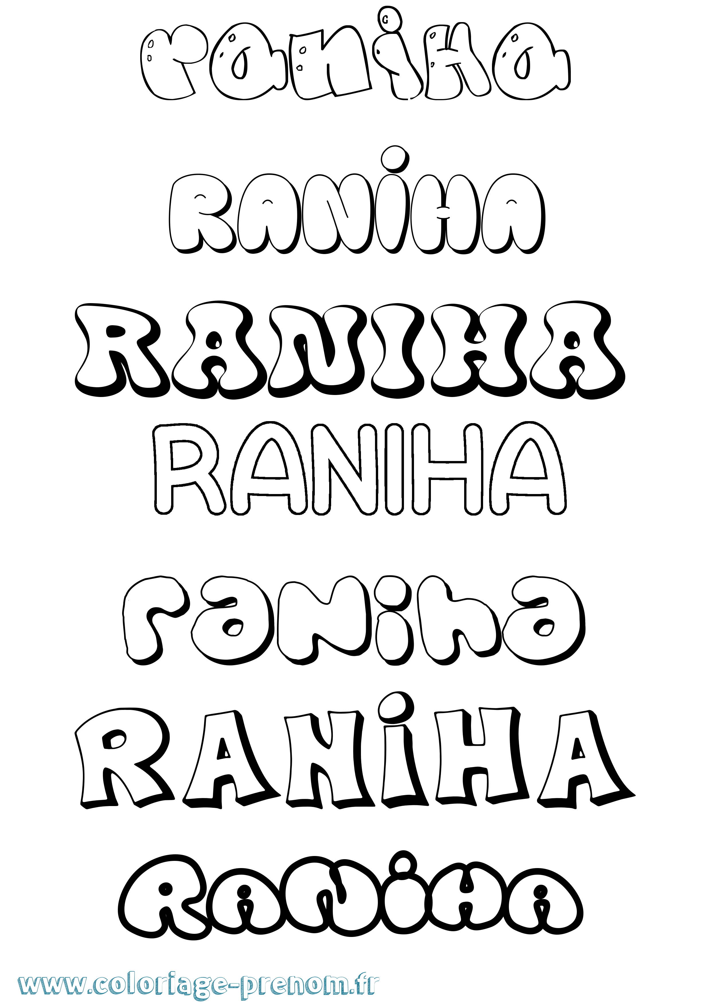 Coloriage Raniha Bubble Coloriage prénom Raniha Bubble