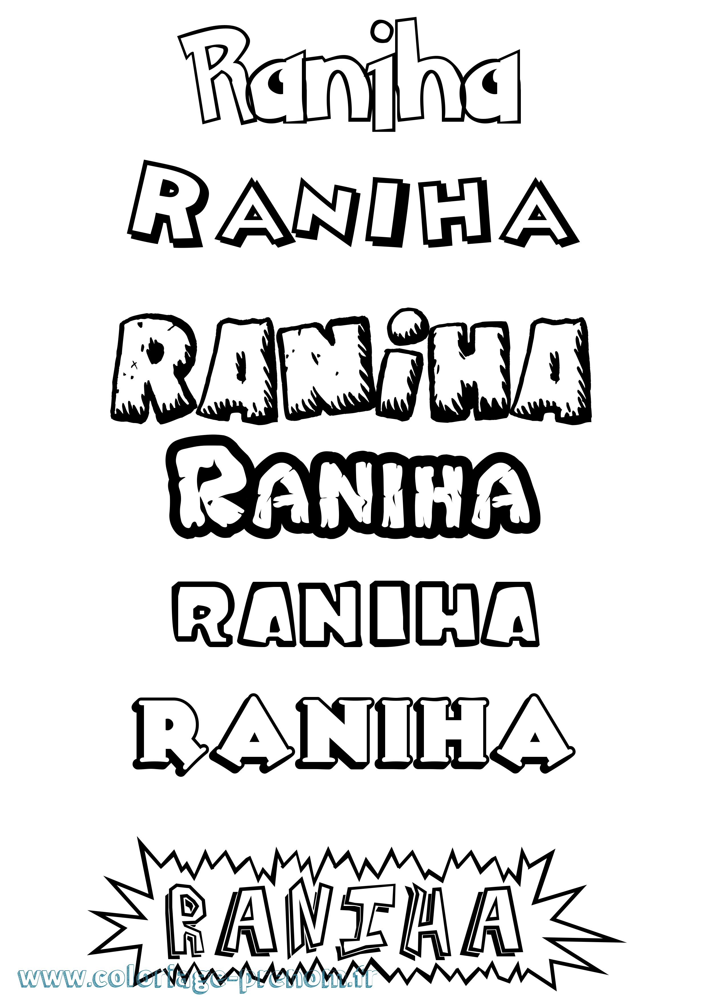 Coloriage Raniha Dessin Animé Coloriage prénom Raniha Dessin Animé