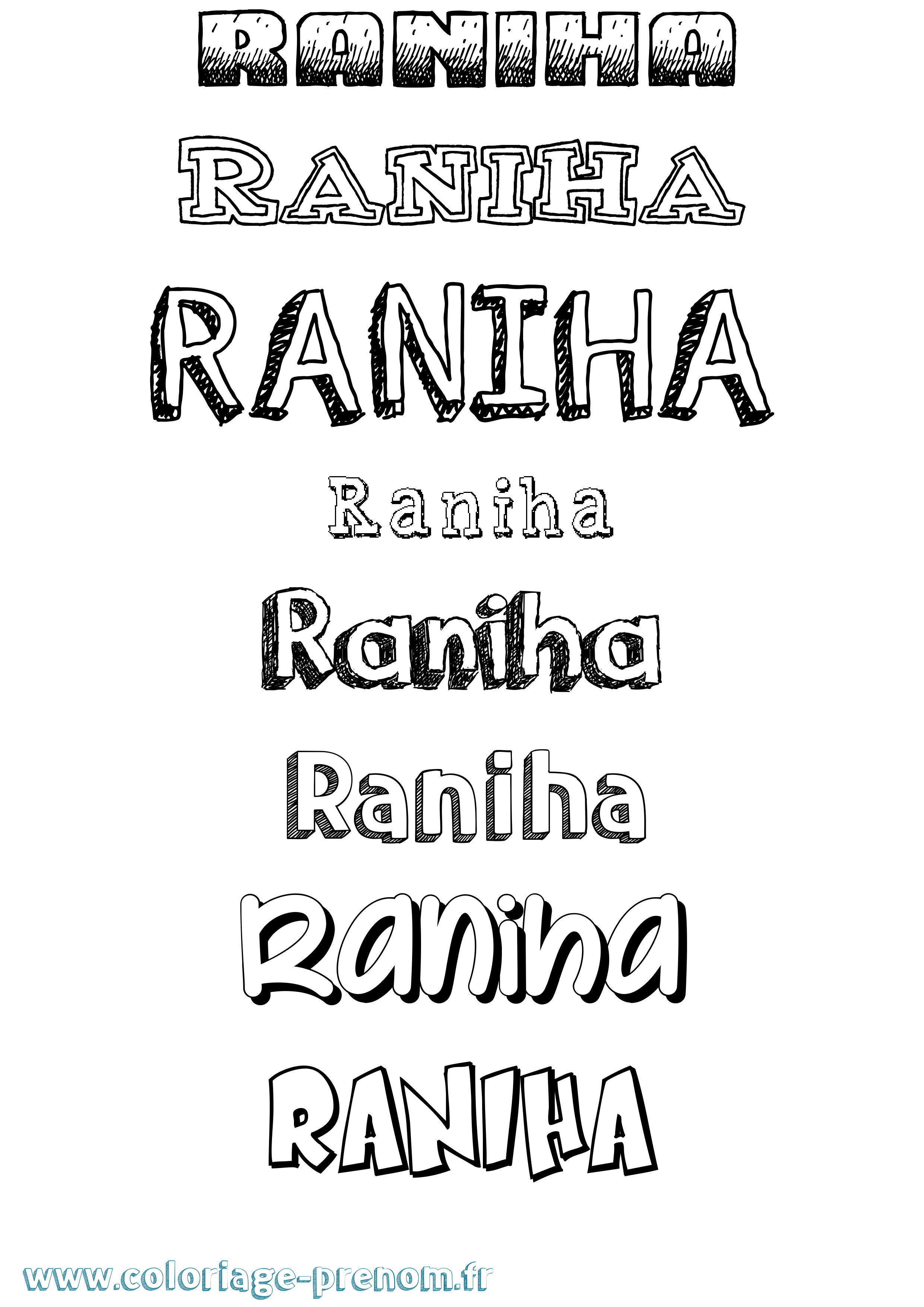 Coloriage Raniha Dessiné Coloriage prénom Raniha Dessiné