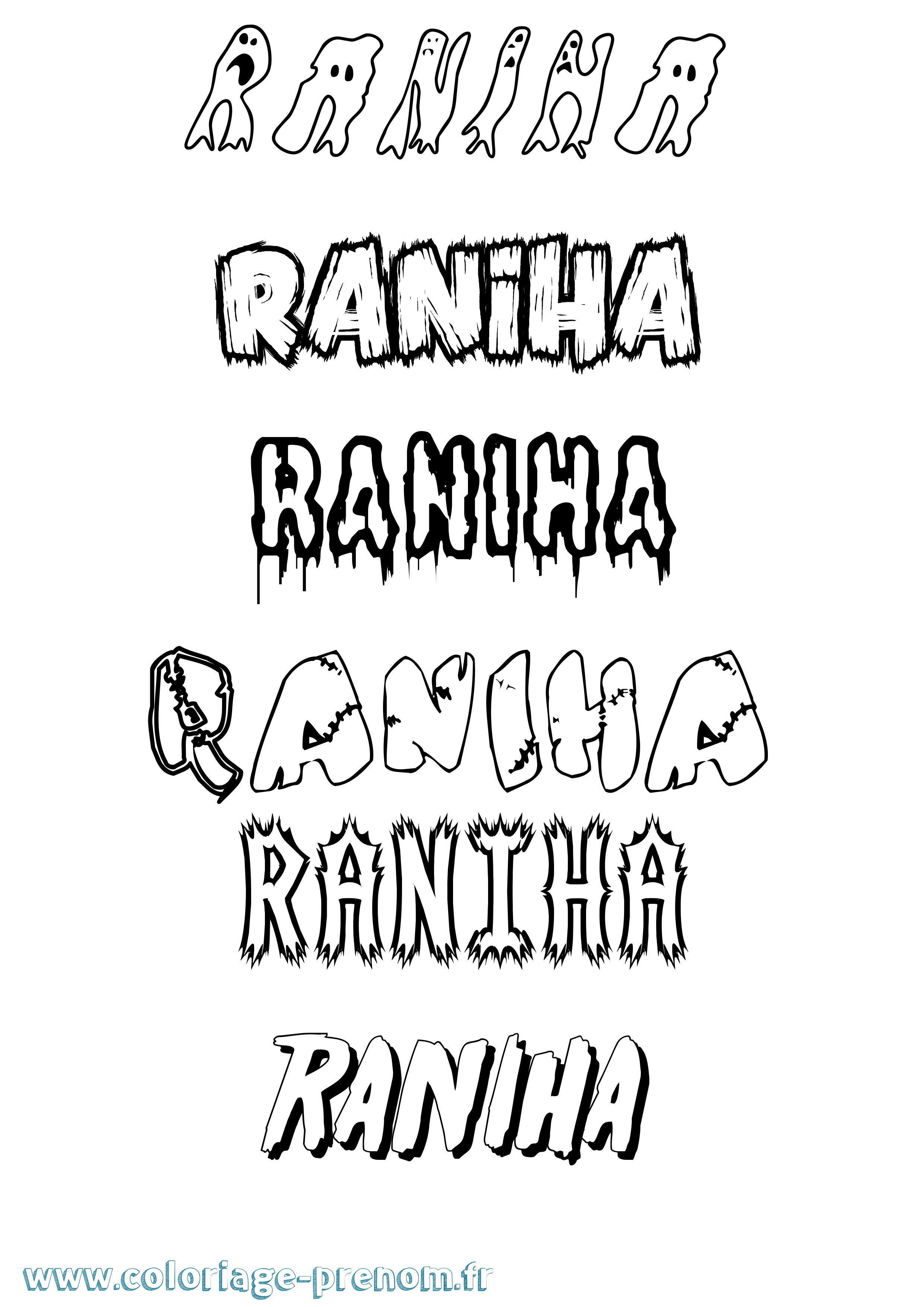 Coloriage Raniha Frisson Coloriage prénom Raniha Frisson
