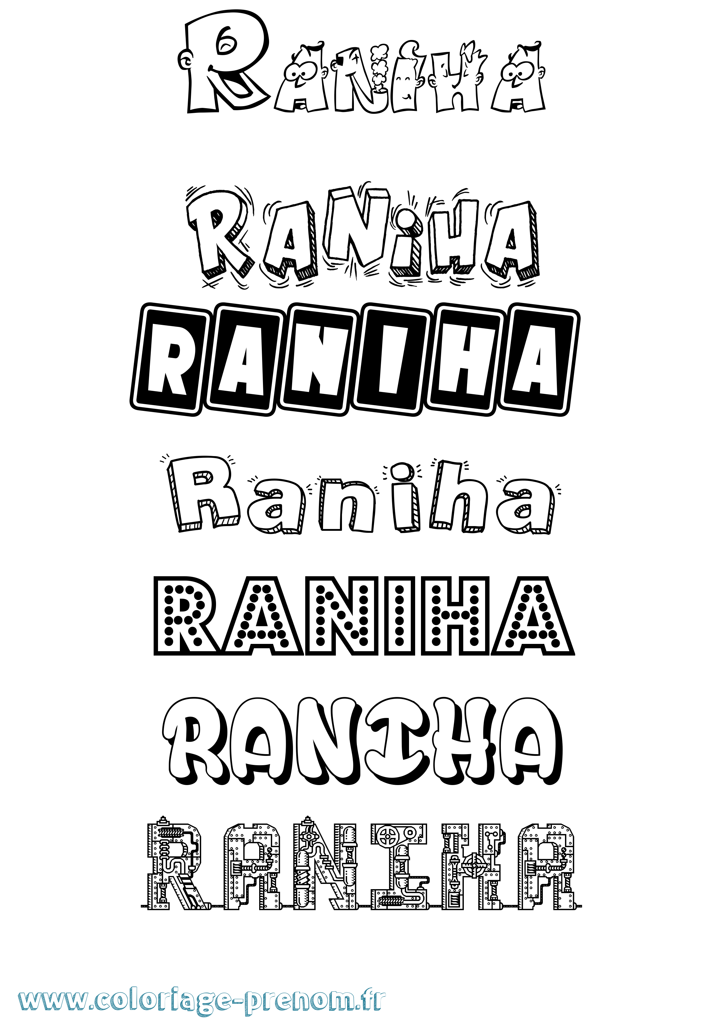Coloriage Raniha Fun Coloriage prénom Raniha Fun