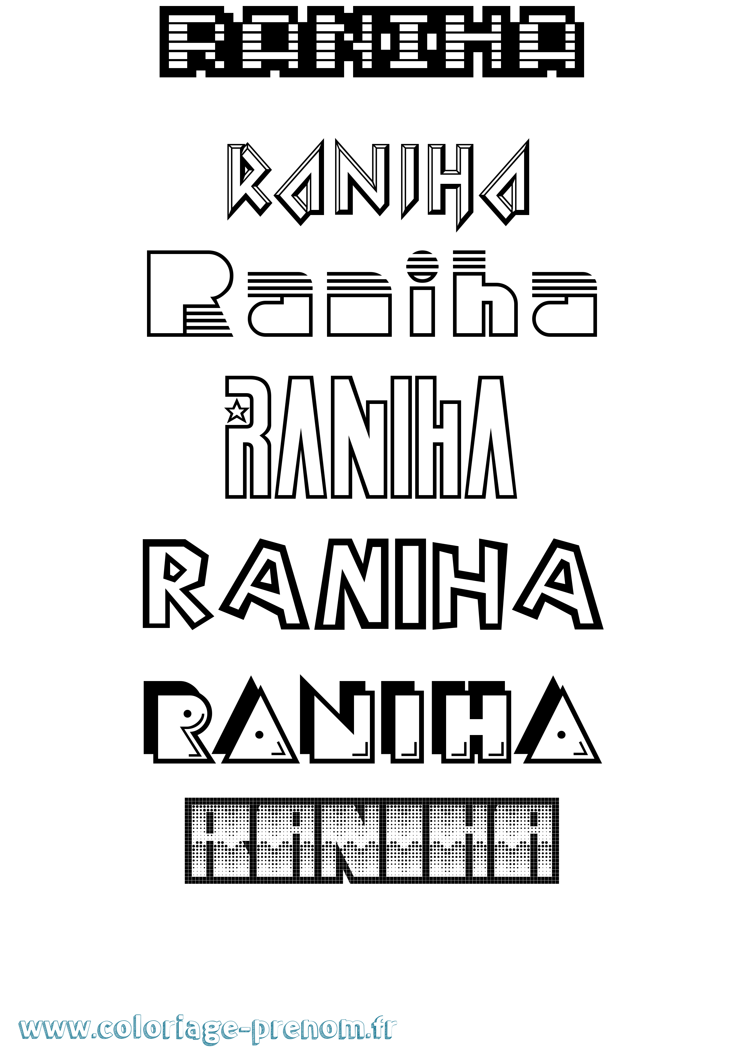 Coloriage Raniha Jeux Vidéos Coloriage prénom Raniha Jeux Vidéos