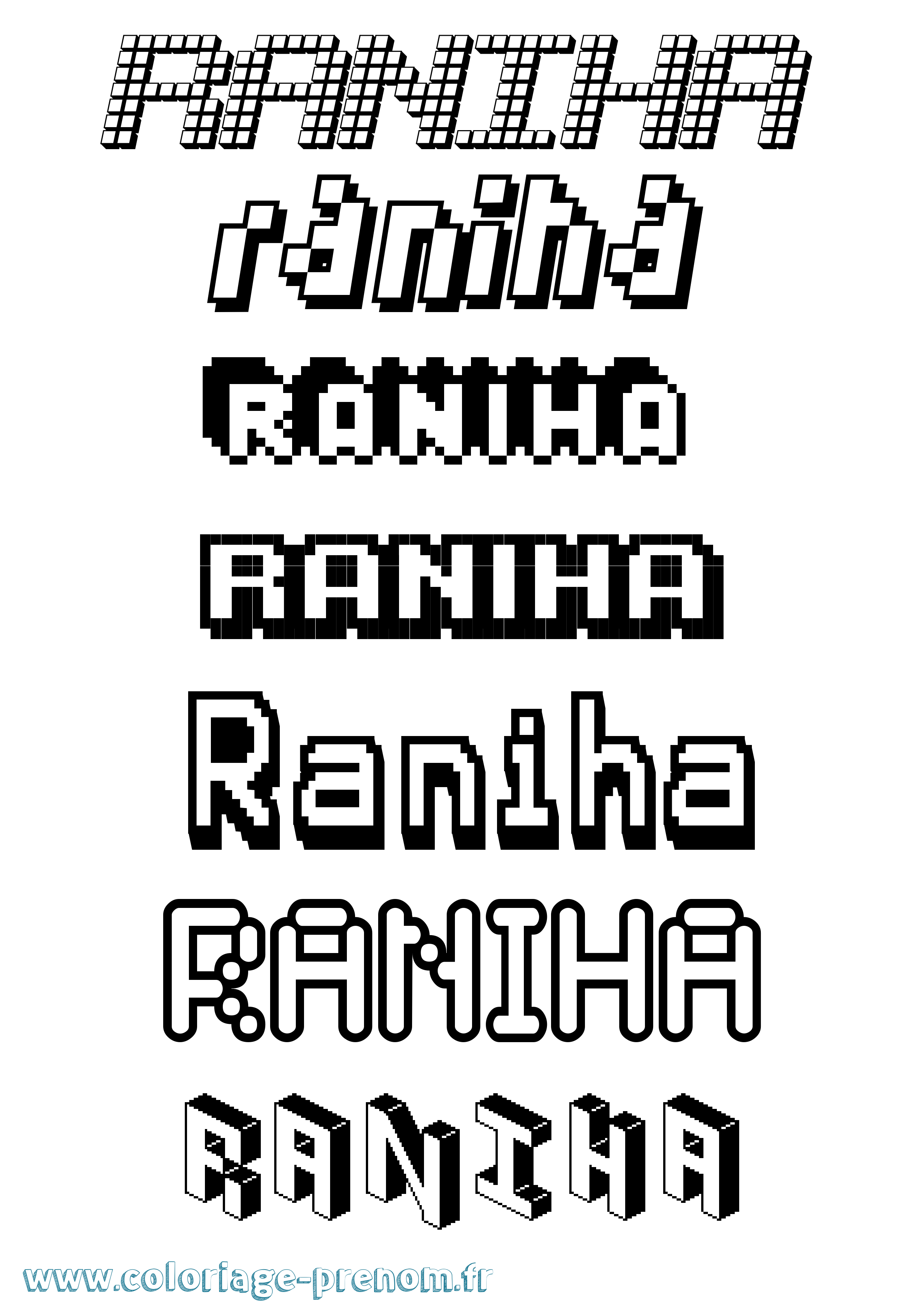 Coloriage Raniha Pixel Coloriage prénom Raniha Pixel