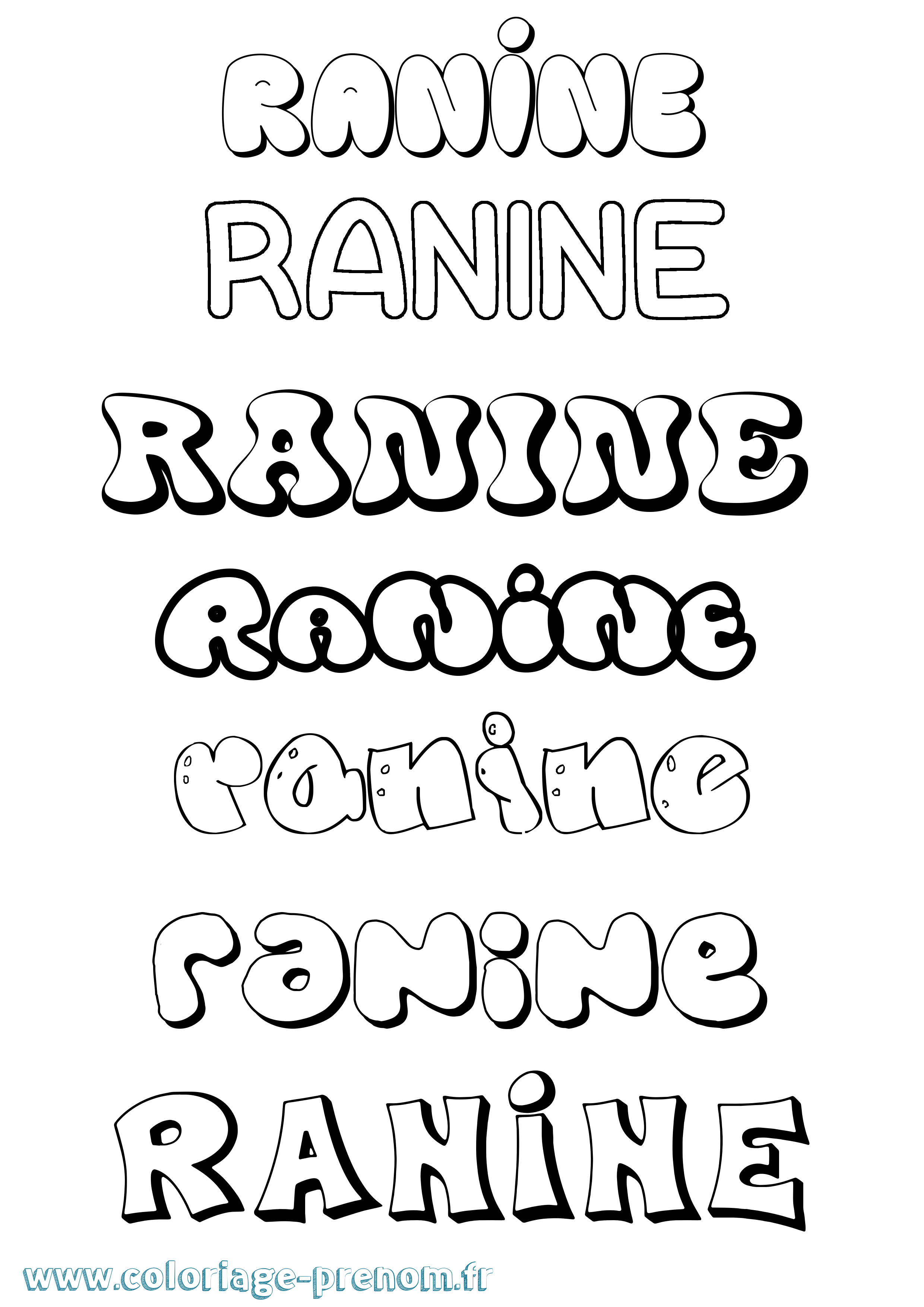 Coloriage Ranine Bubble Coloriage prénom Ranine Bubble