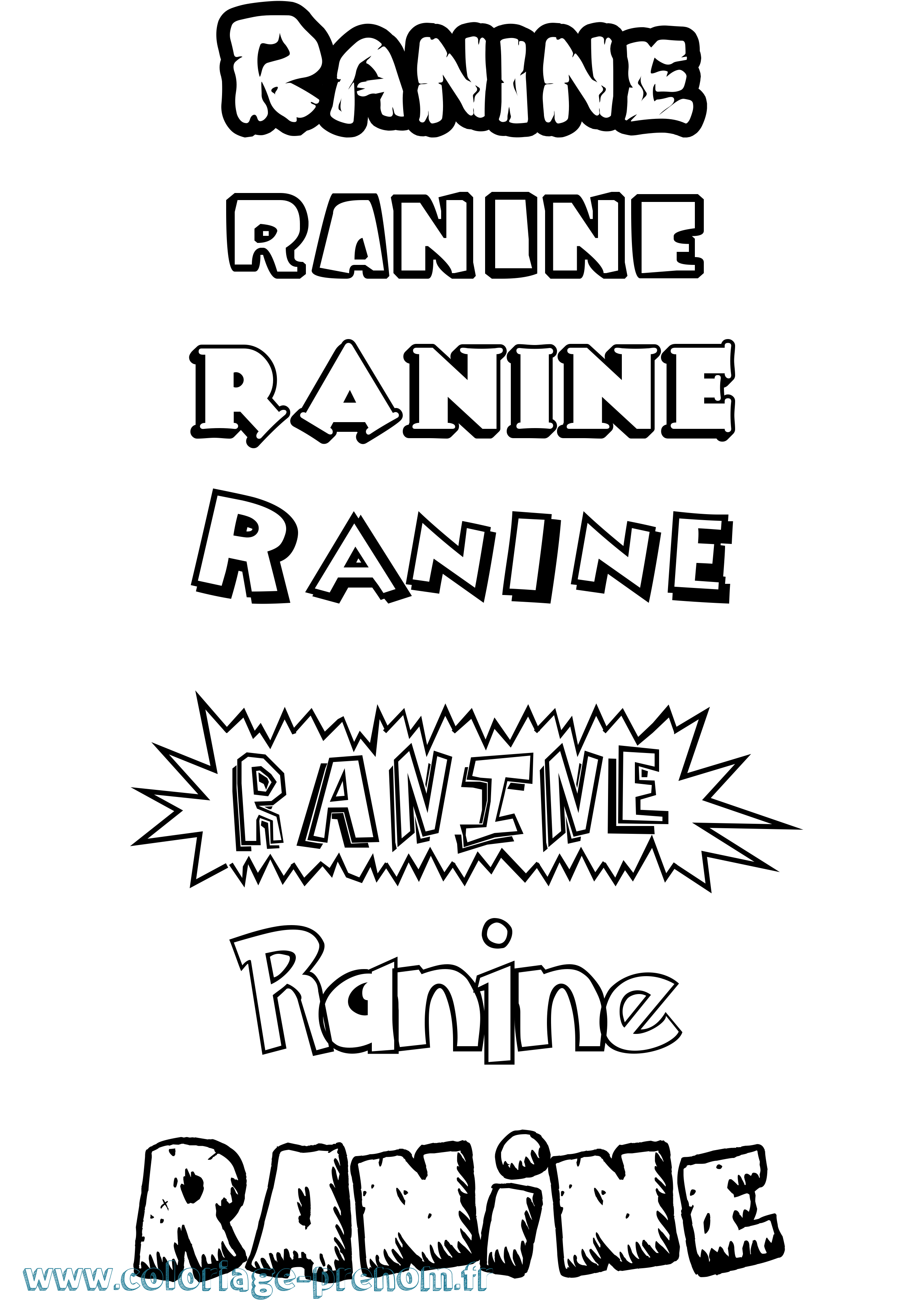 Coloriage Ranine Dessin Animé Coloriage prénom Ranine Dessin Animé