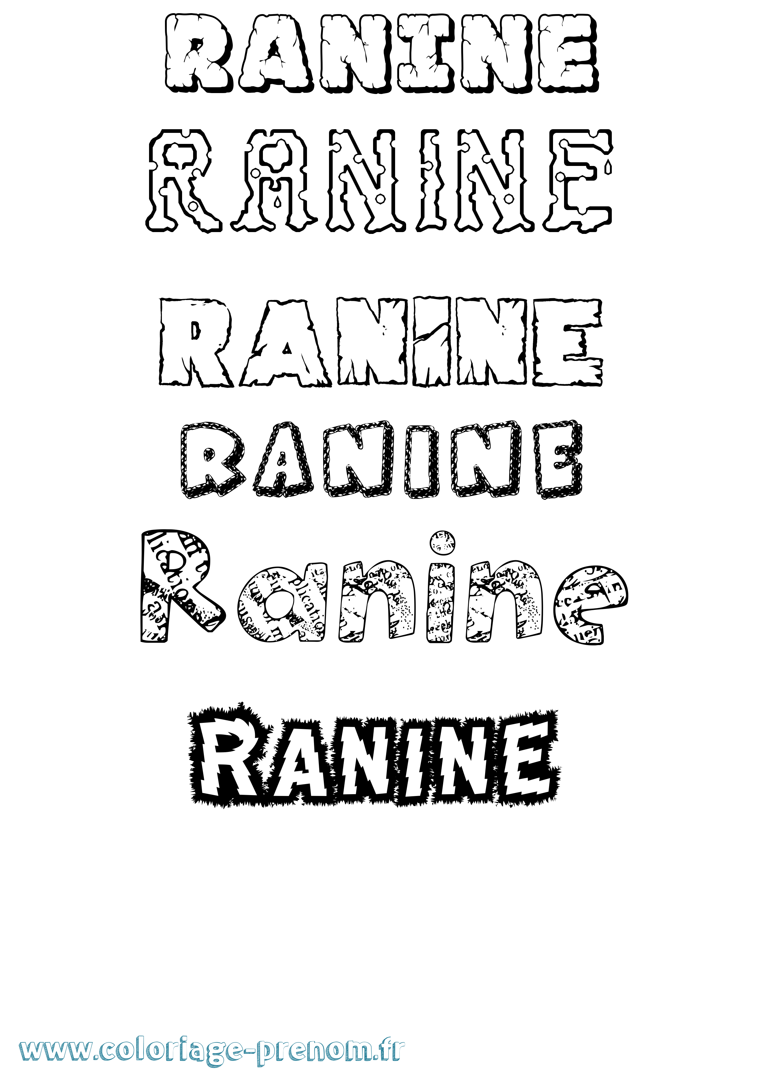 Coloriage Ranine Destructuré Coloriage prénom Ranine Destructuré