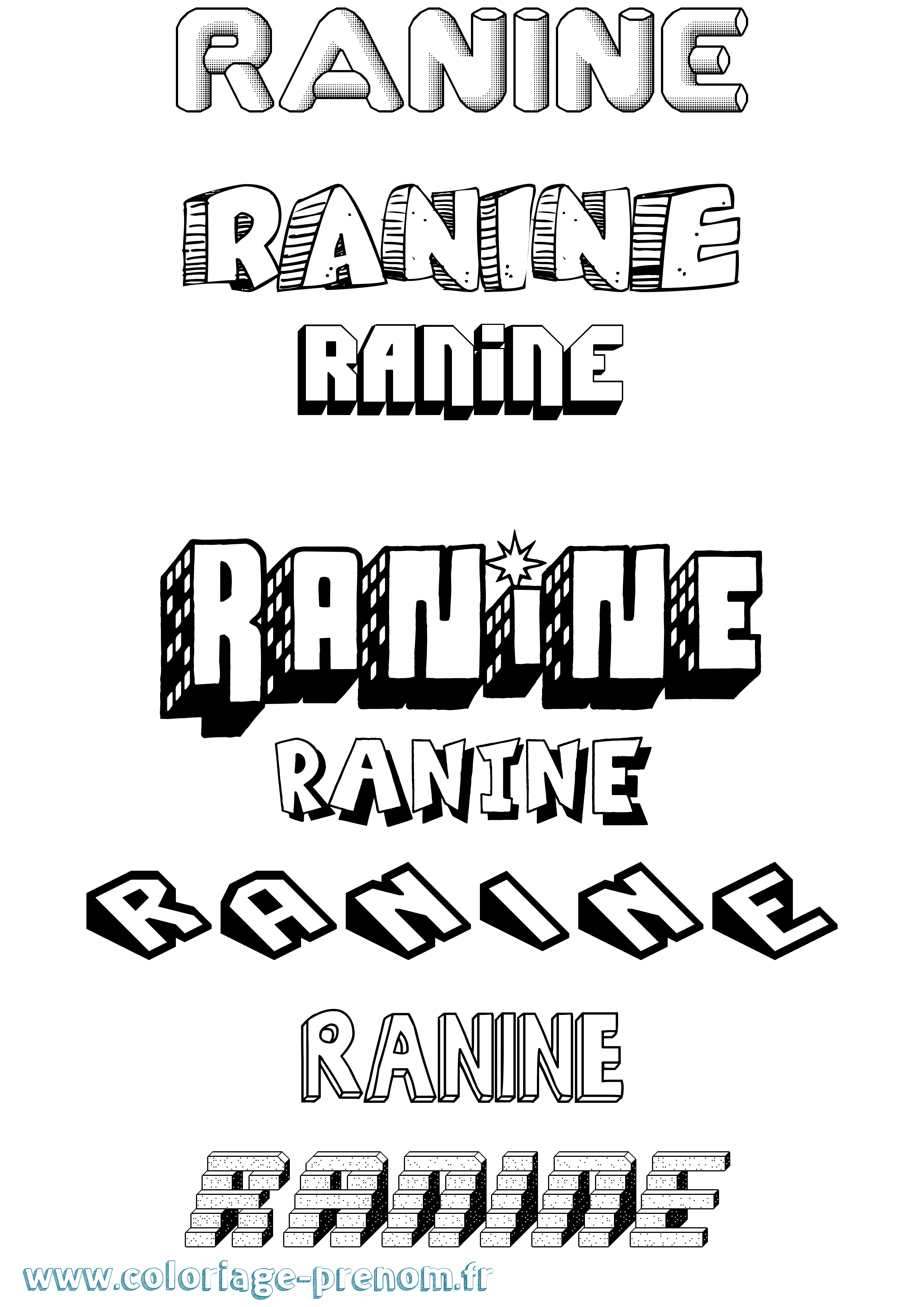 Coloriage Ranine Effet 3D Coloriage prénom Ranine Effet 3D