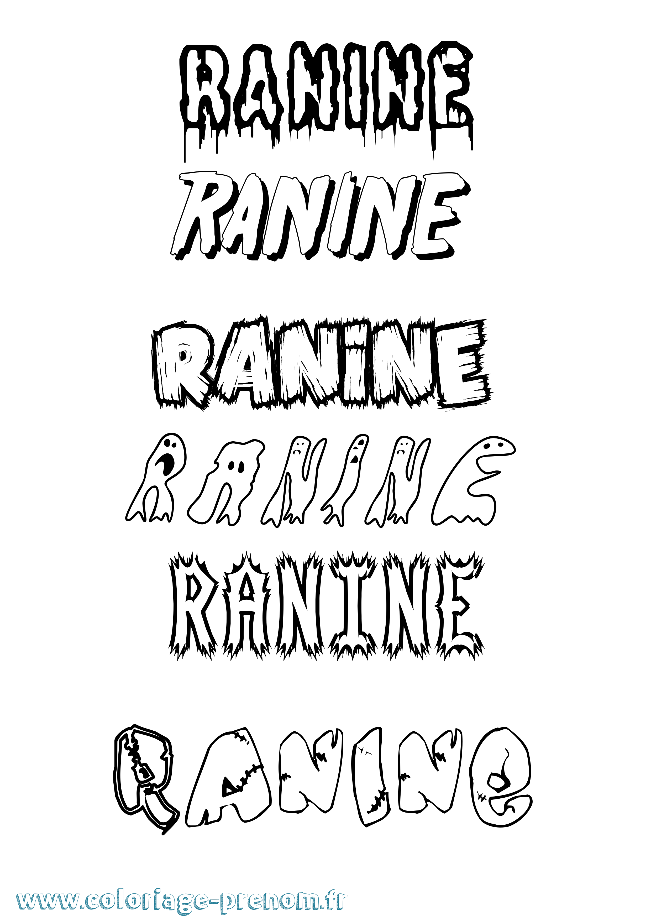 Coloriage Ranine Frisson Coloriage prénom Ranine Frisson