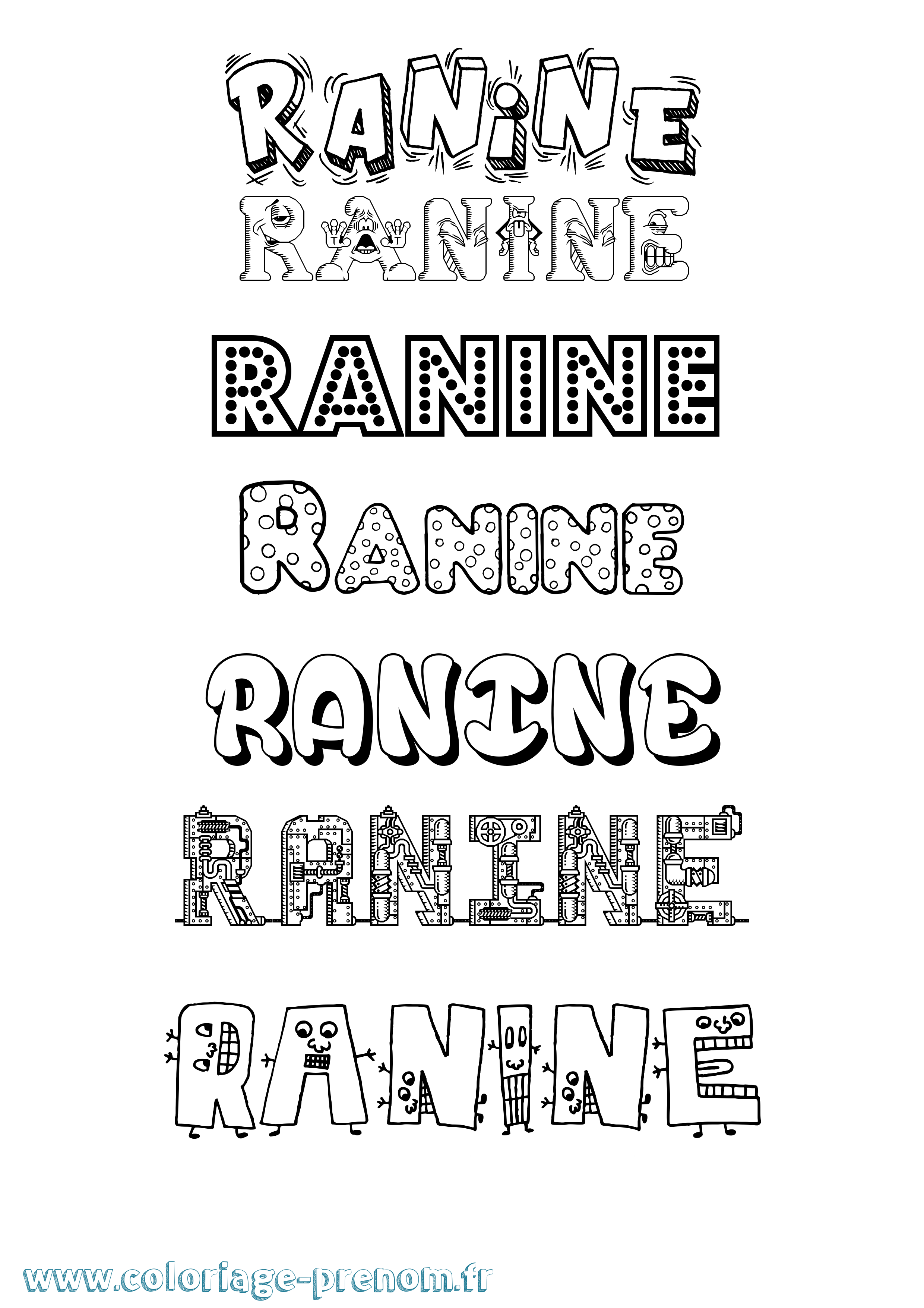 Coloriage Ranine Fun Coloriage prénom Ranine Fun