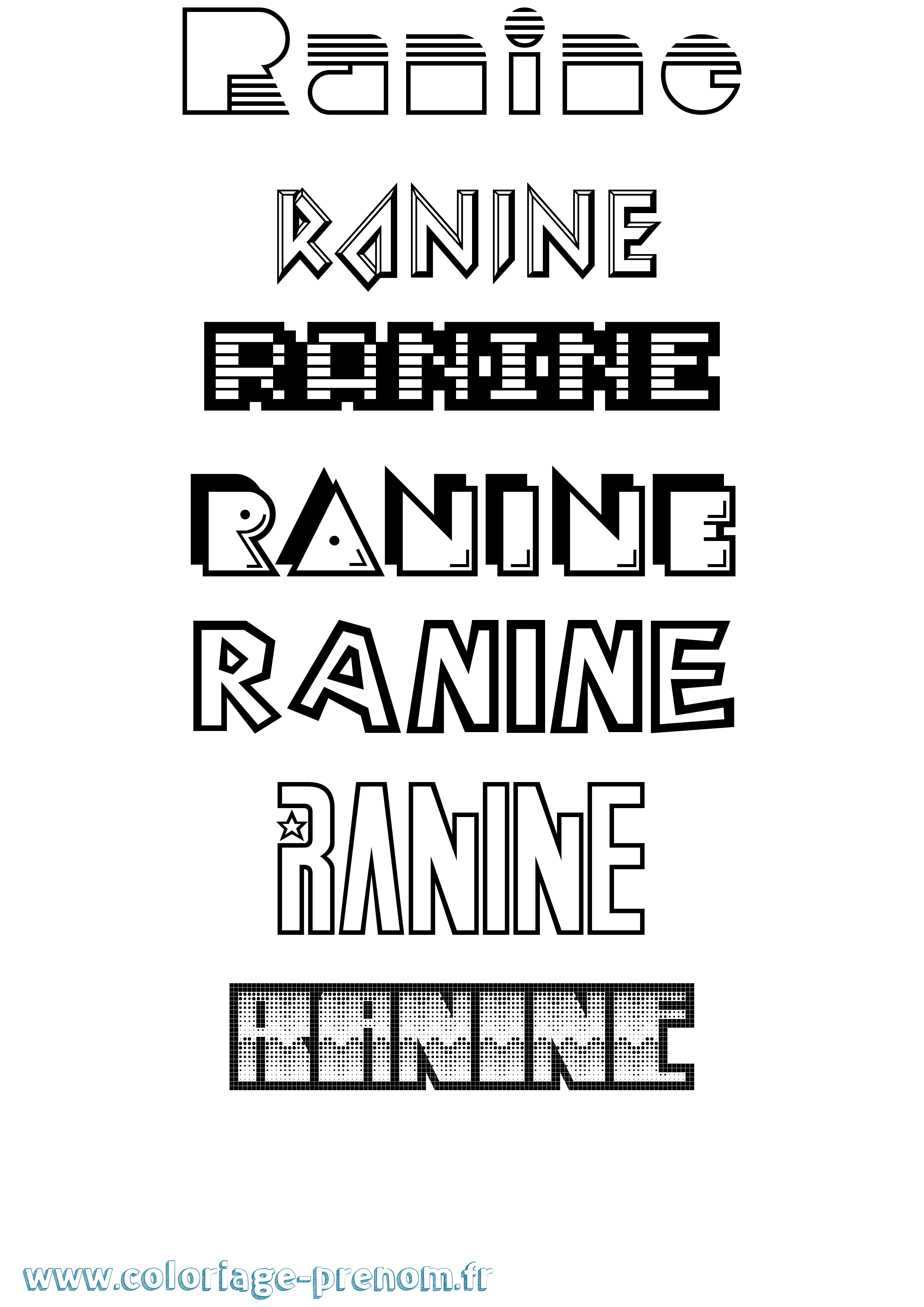 Coloriage Ranine Jeux Vidéos Coloriage prénom Ranine Jeux Vidéos