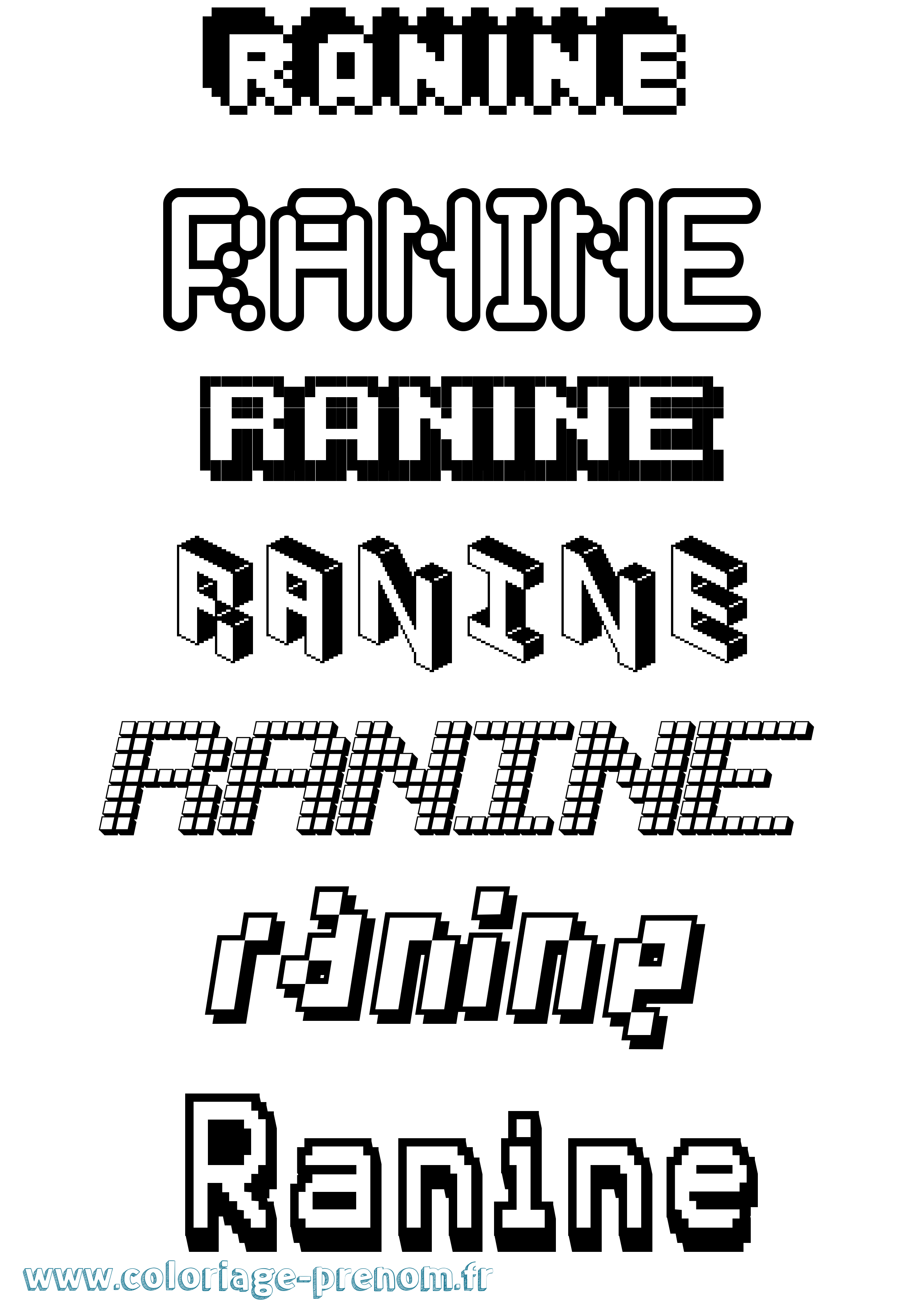 Coloriage Ranine Pixel Coloriage prénom Ranine Pixel