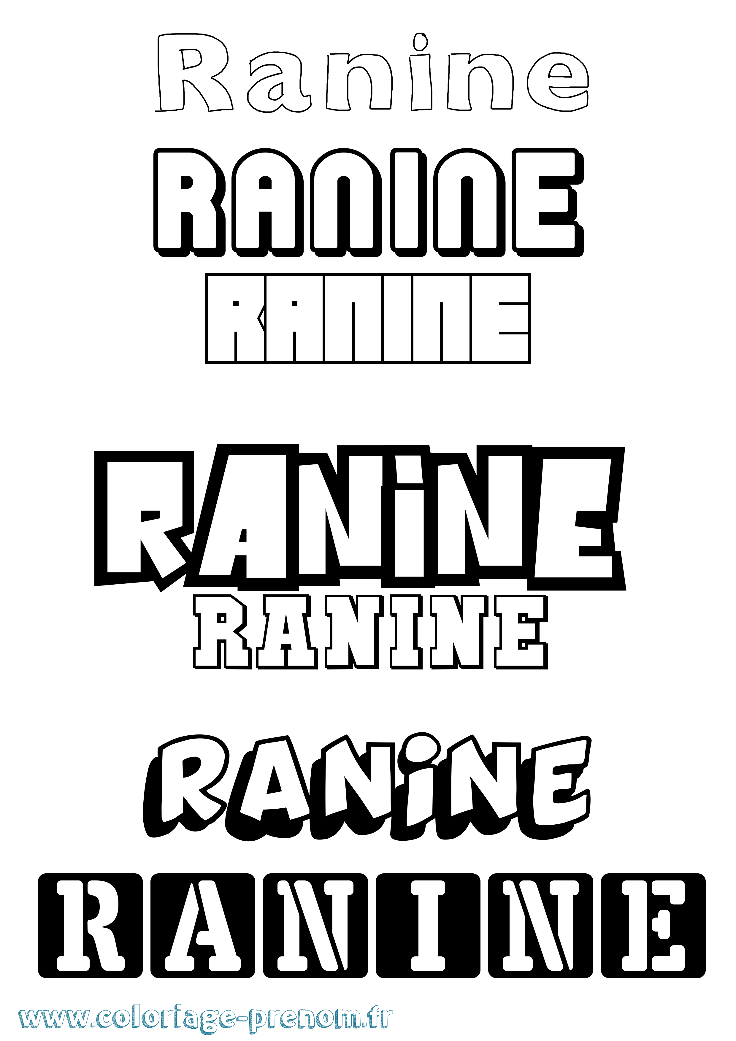 Coloriage Ranine Simple Coloriage prénom Ranine Simple