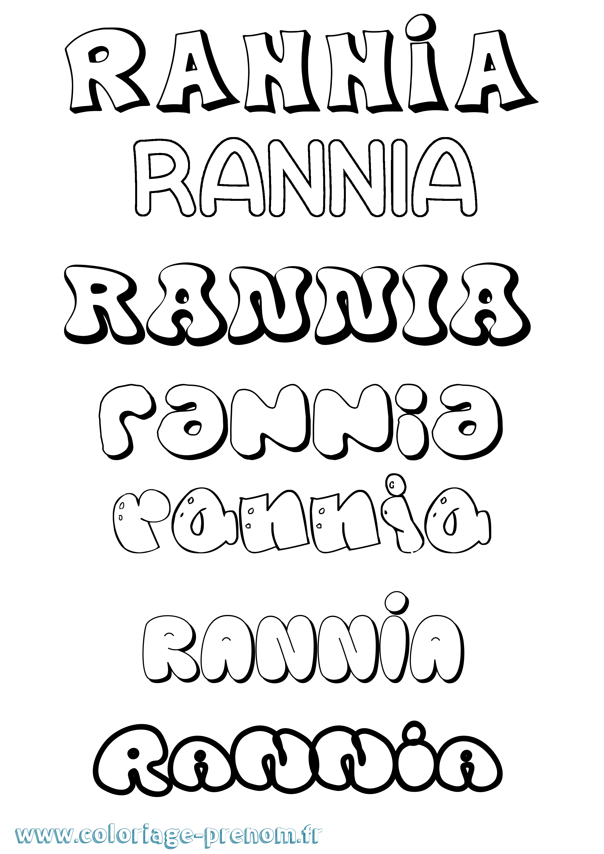 Coloriage Rannia Bubble Coloriage prénom Rannia Bubble