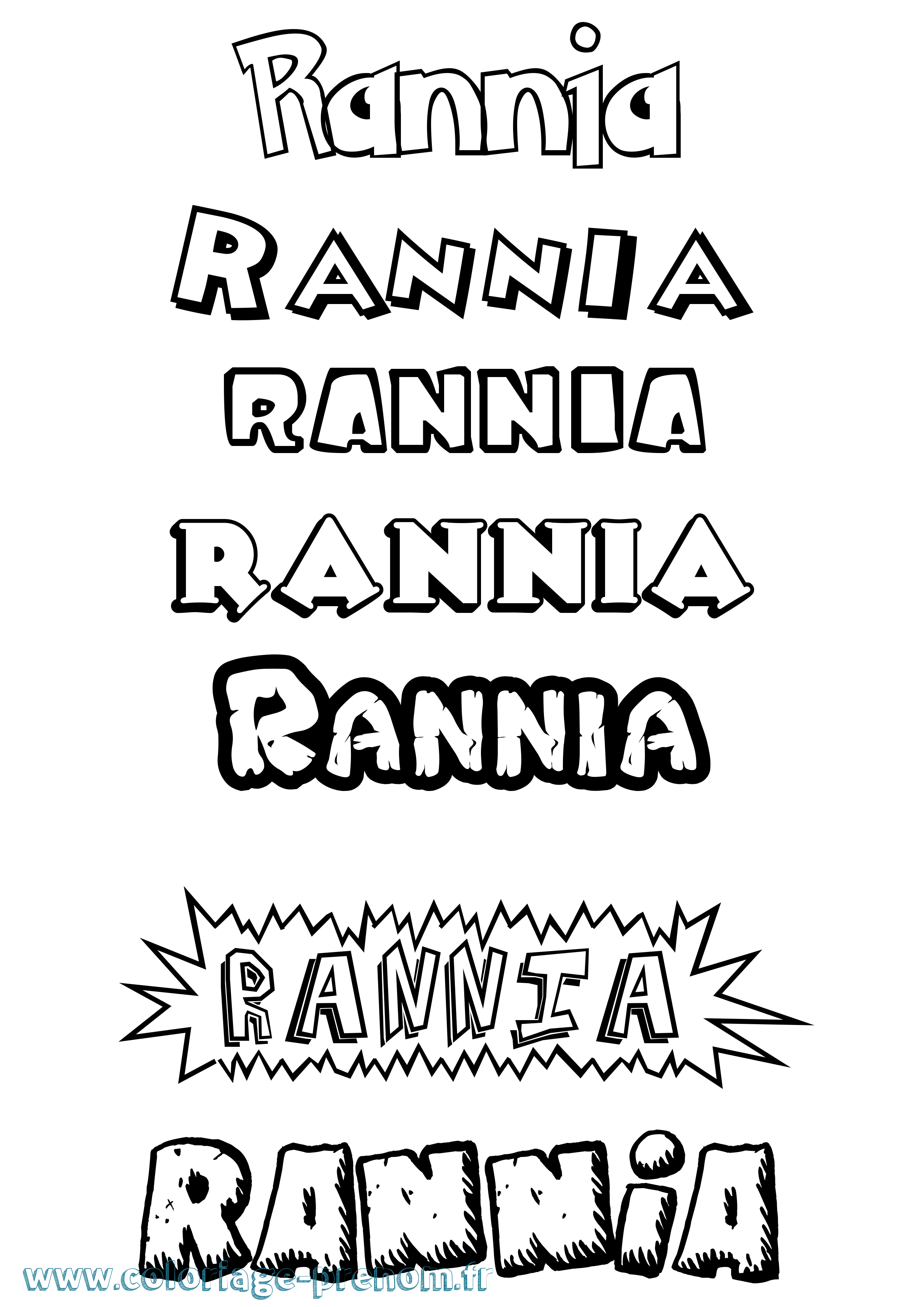 Coloriage Rannia Dessin Animé Coloriage prénom Rannia Dessin Animé