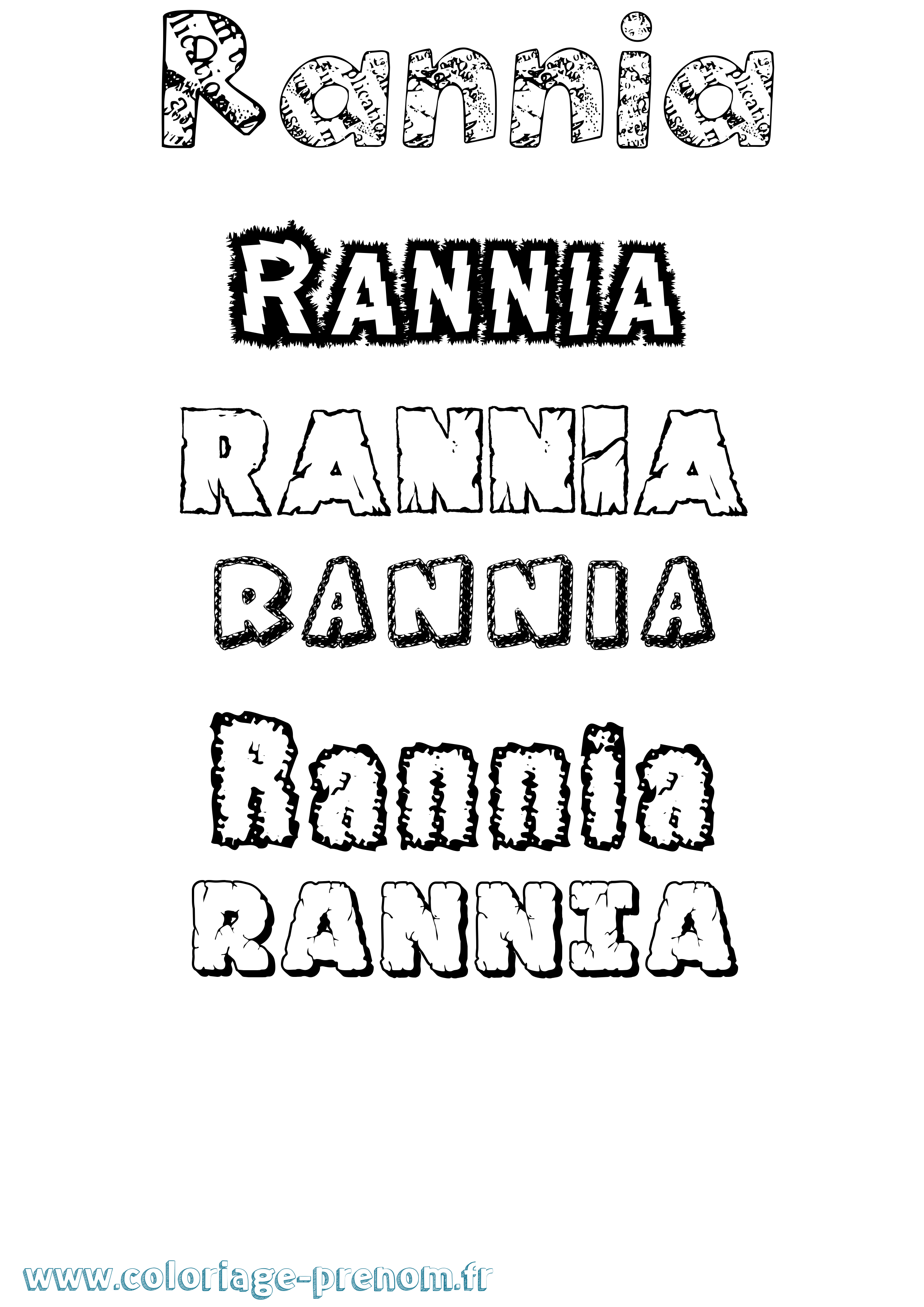 Coloriage Rannia Destructuré Coloriage prénom Rannia Destructuré