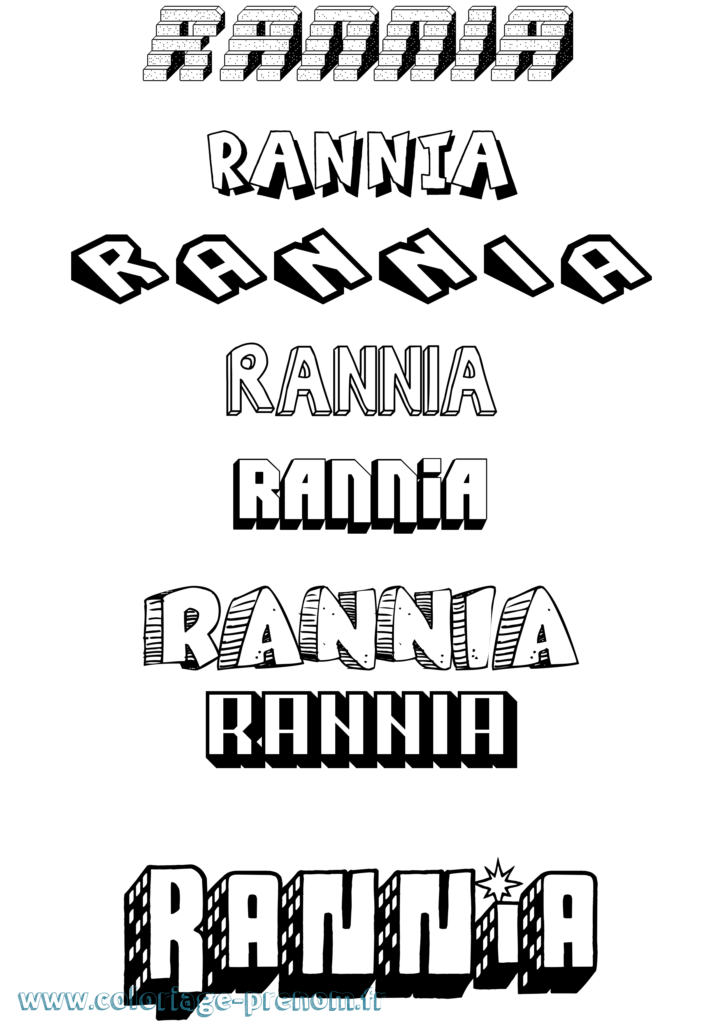 Coloriage Rannia Effet 3D Coloriage prénom Rannia Effet 3D