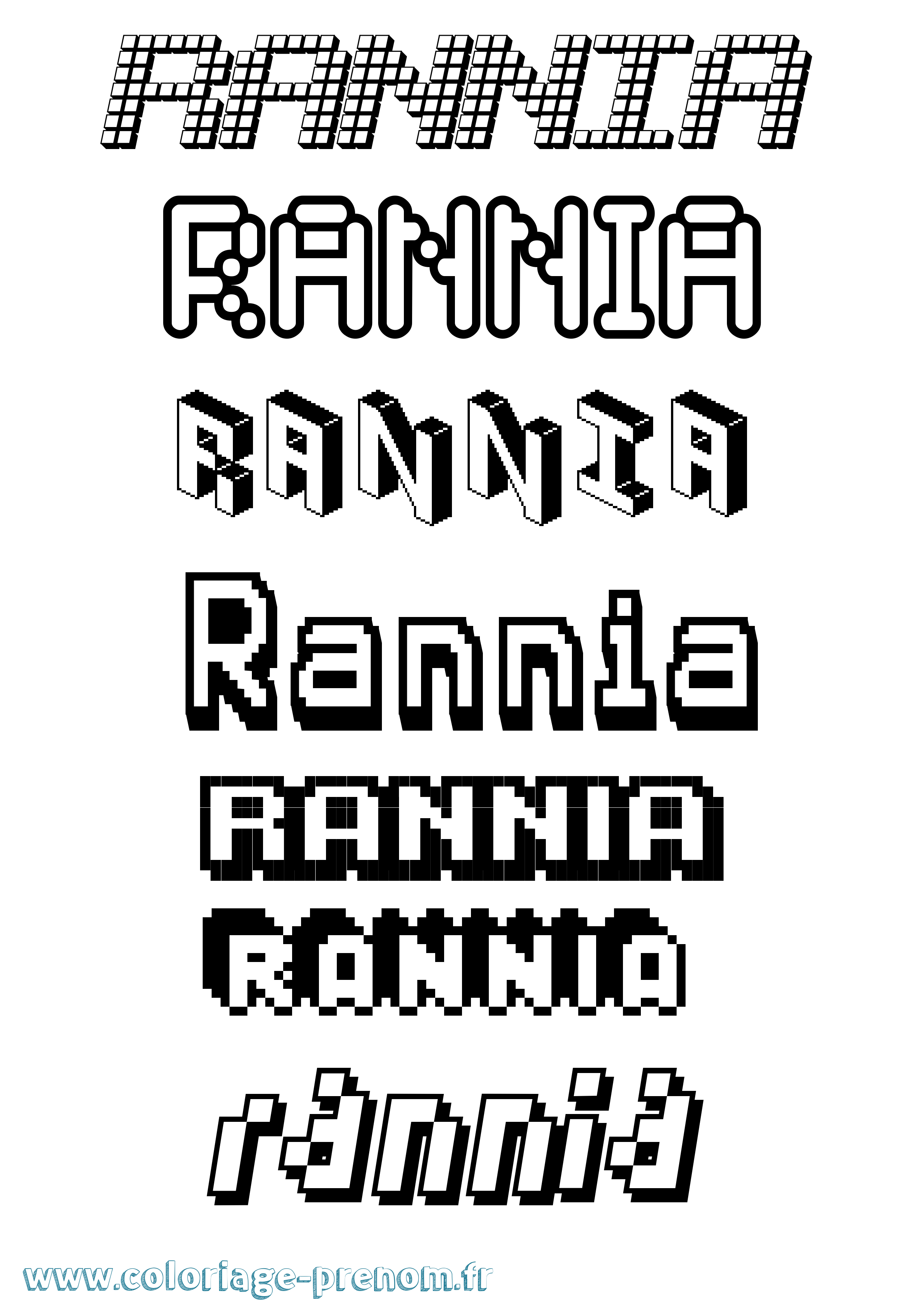 Coloriage Rannia Pixel Coloriage prénom Rannia Pixel