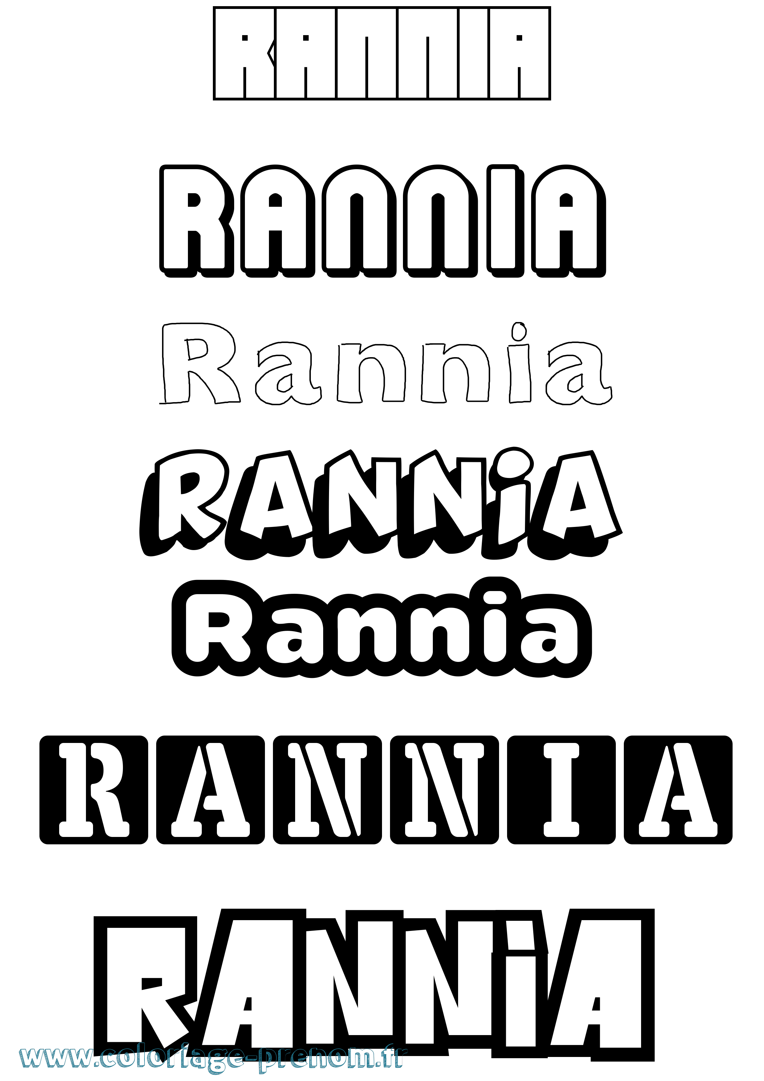 Coloriage Rannia Simple Coloriage prénom Rannia Simple