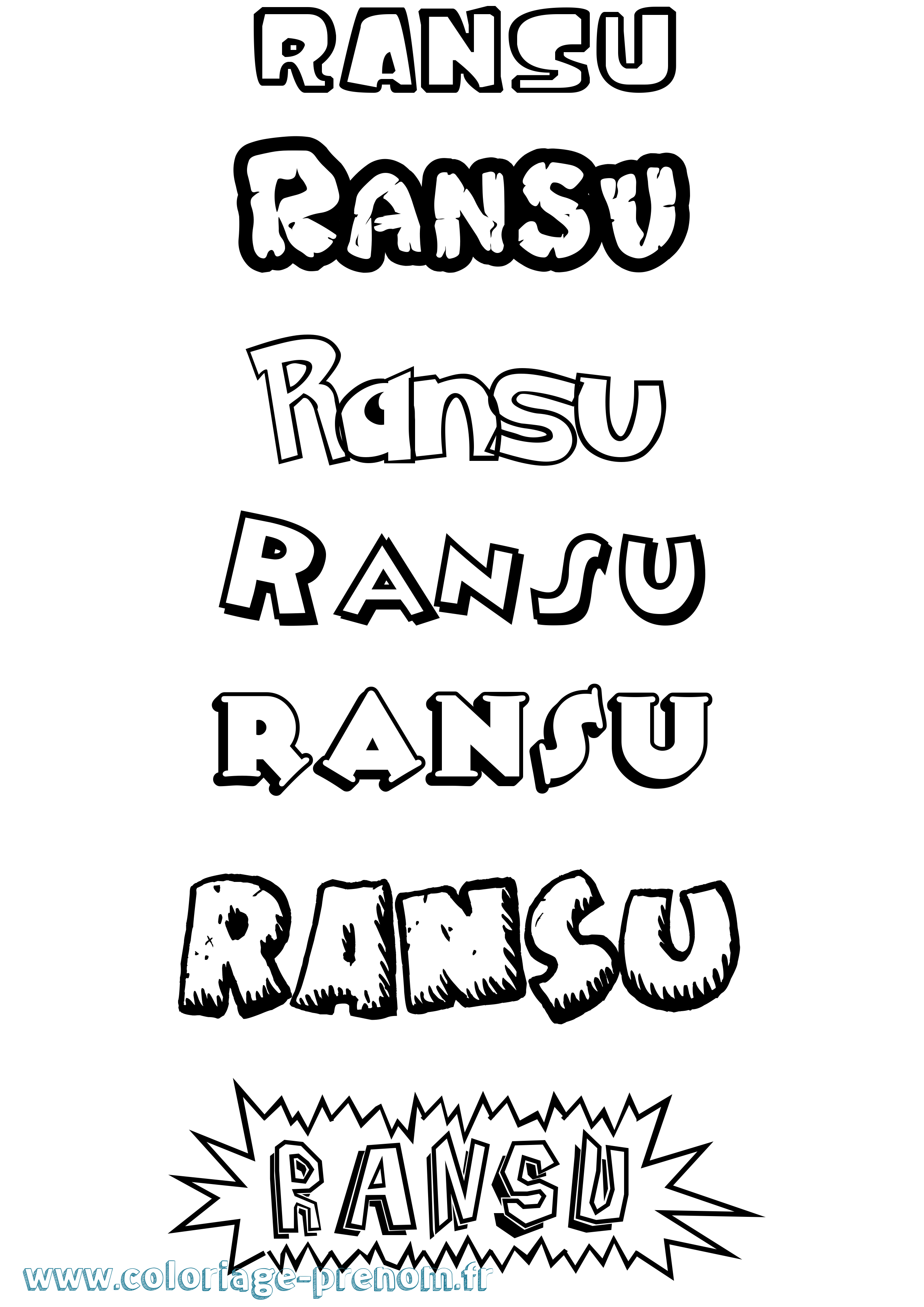 Coloriage Ransu Dessin Animé Coloriage prénom Ransu Dessin Animé