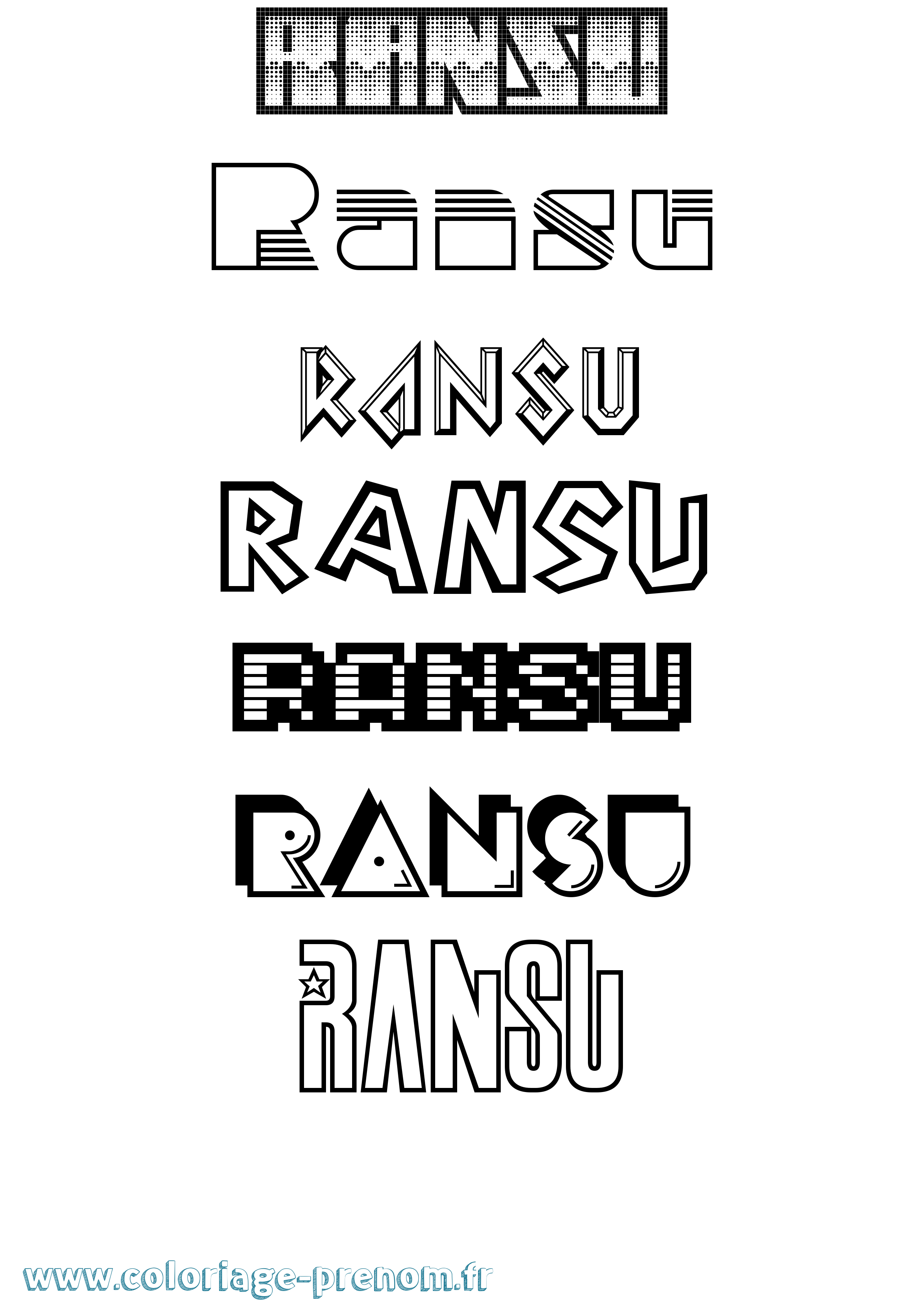 Coloriage Ransu Jeux Vidéos Coloriage prénom Ransu Jeux Vidéos