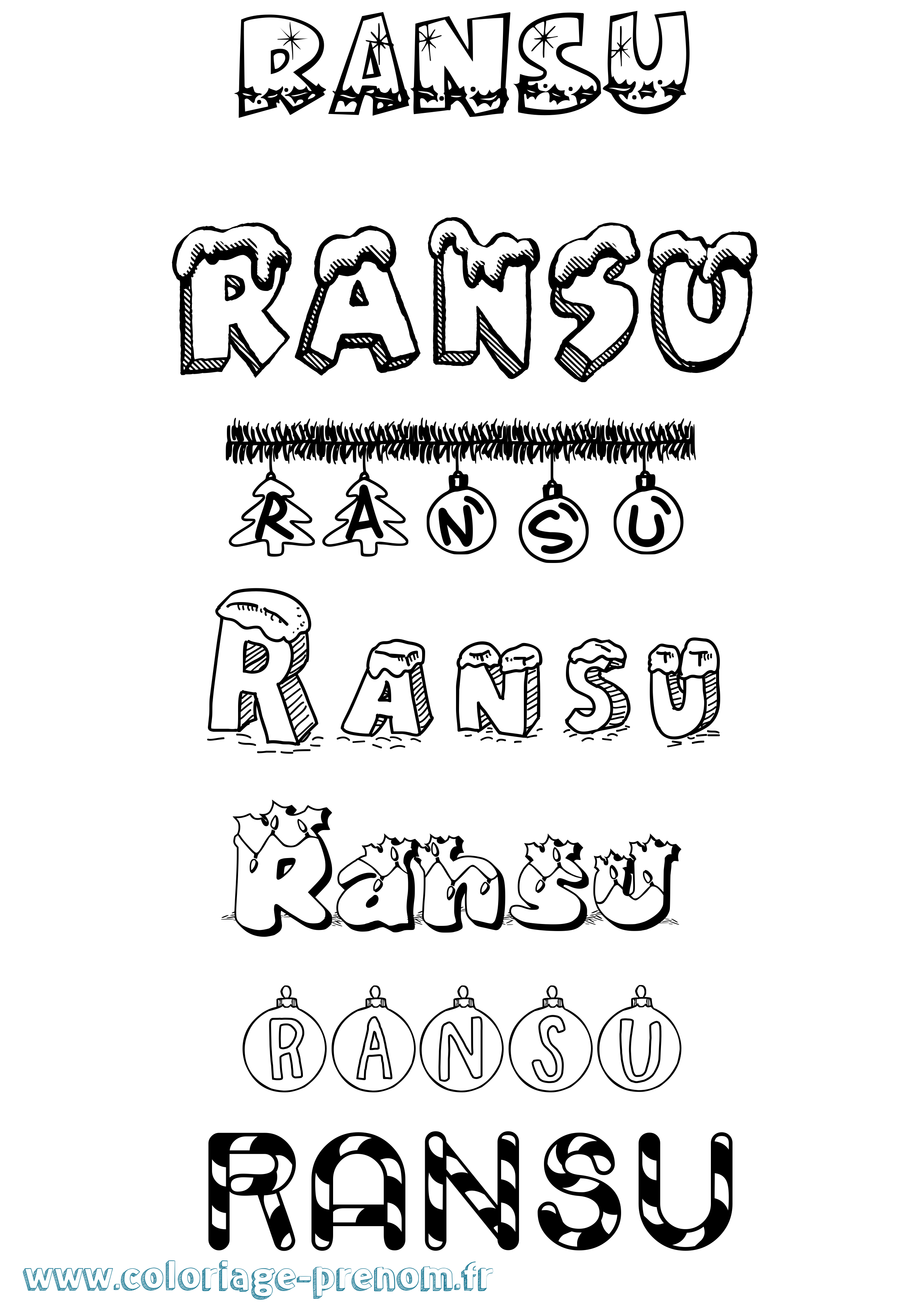 Coloriage Ransu Noël Coloriage prénom Ransu Noël
