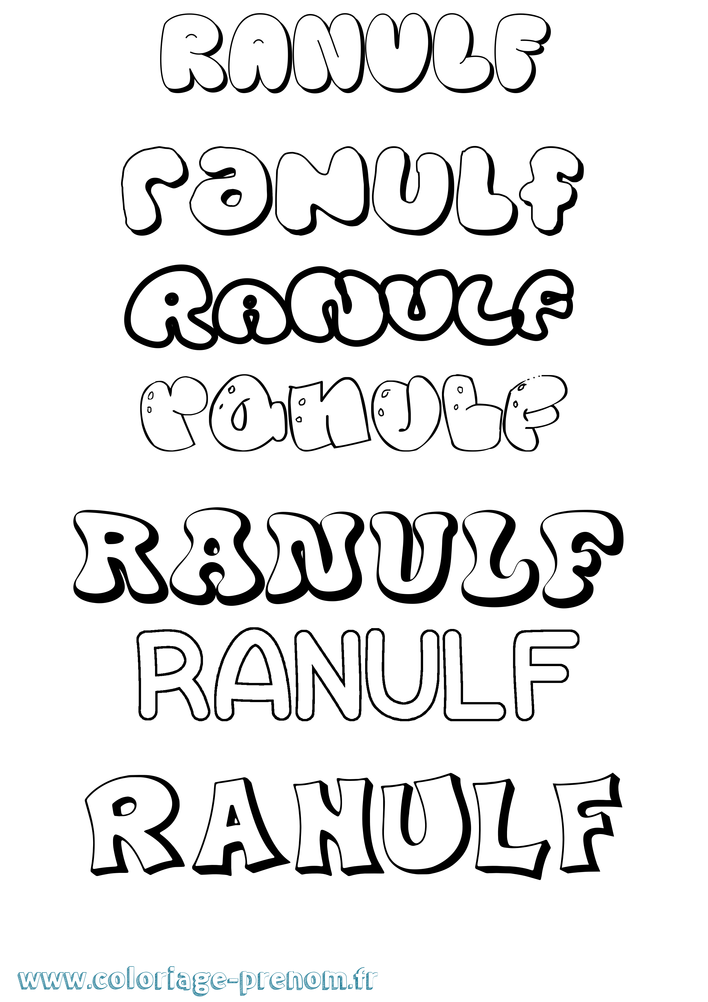 Coloriage Ranulf Bubble Coloriage prénom Ranulf Bubble