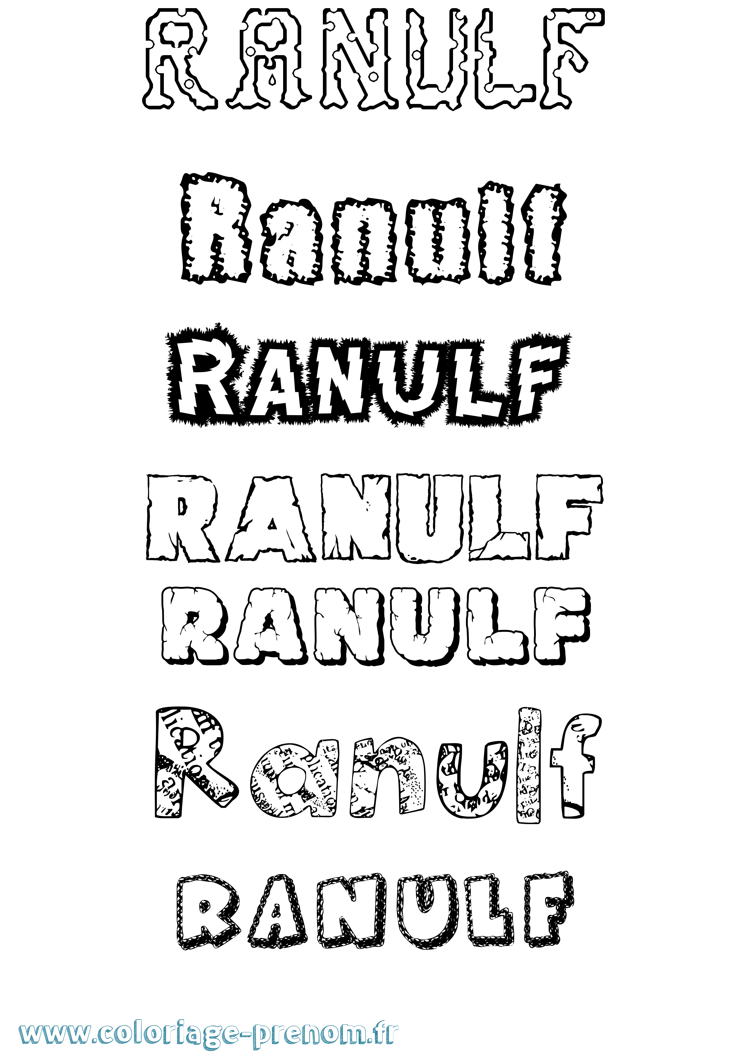 Coloriage Ranulf Destructuré Coloriage prénom Ranulf Destructuré