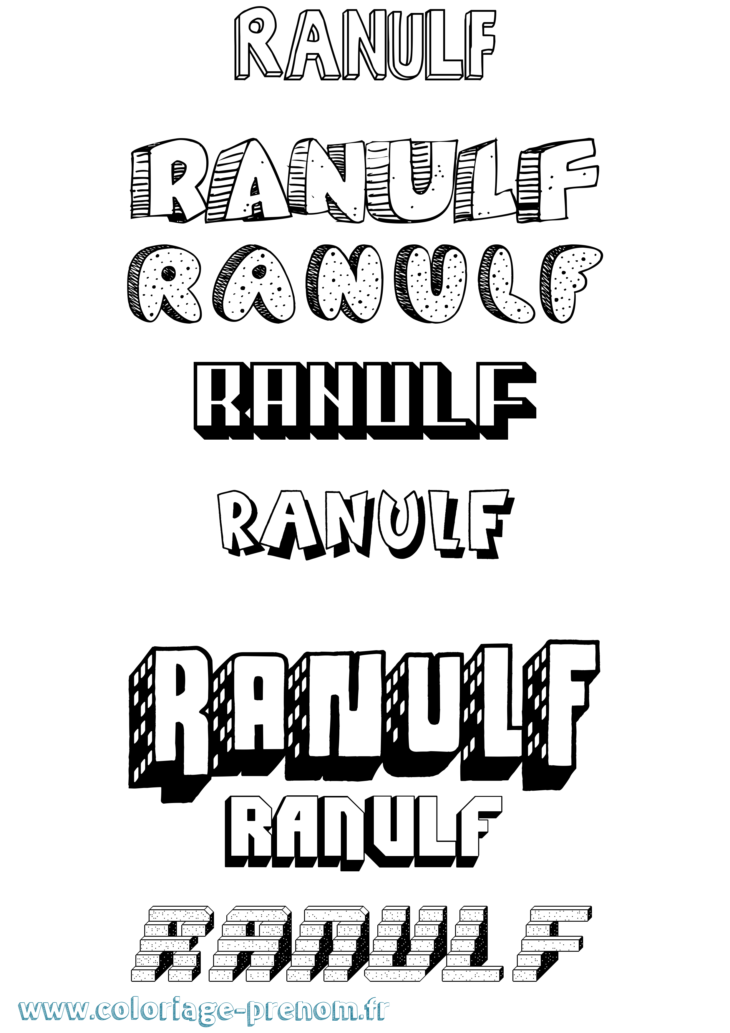 Coloriage Ranulf Effet 3D Coloriage prénom Ranulf Effet 3D