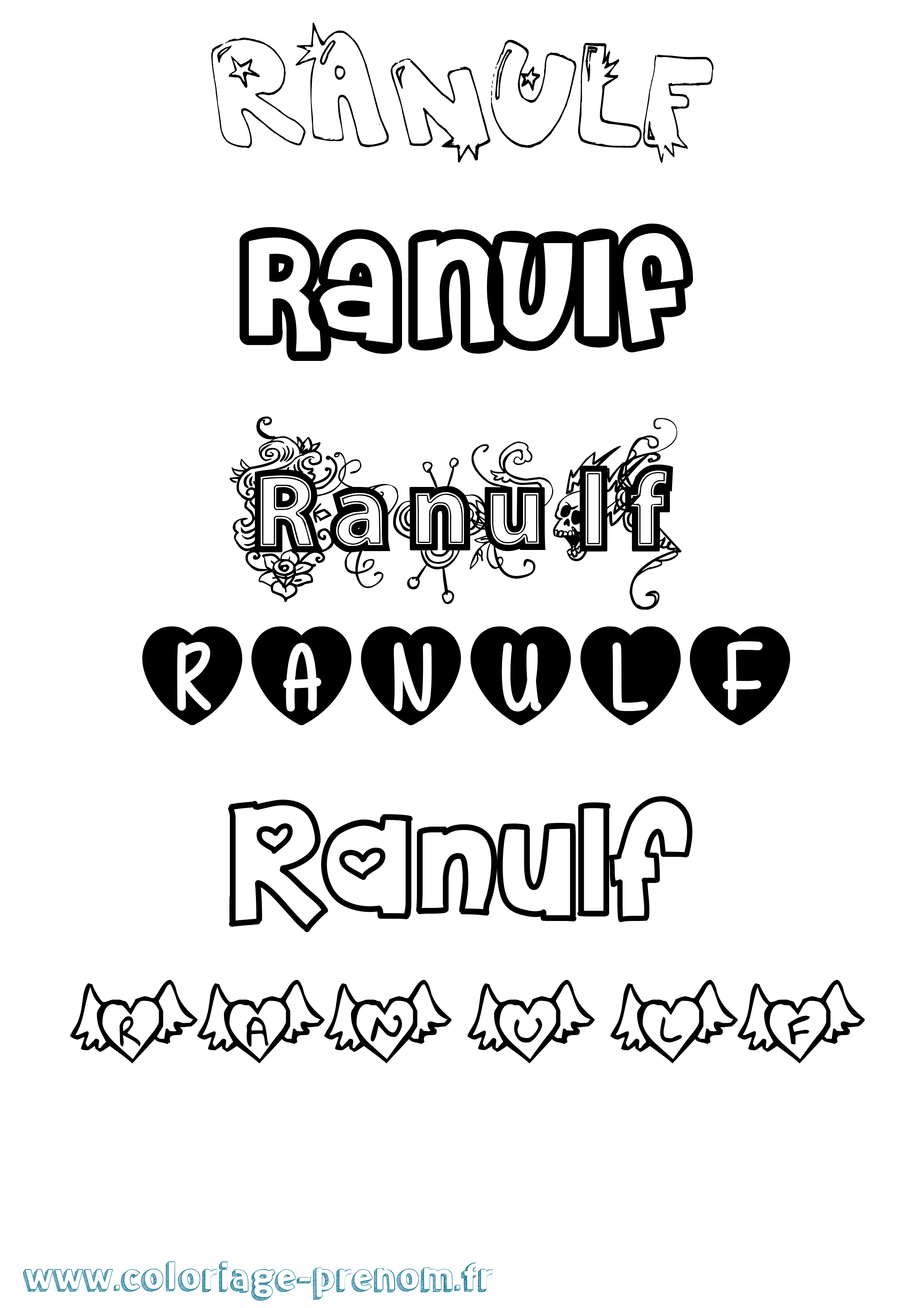 Coloriage Ranulf Girly Coloriage prénom Ranulf Girly