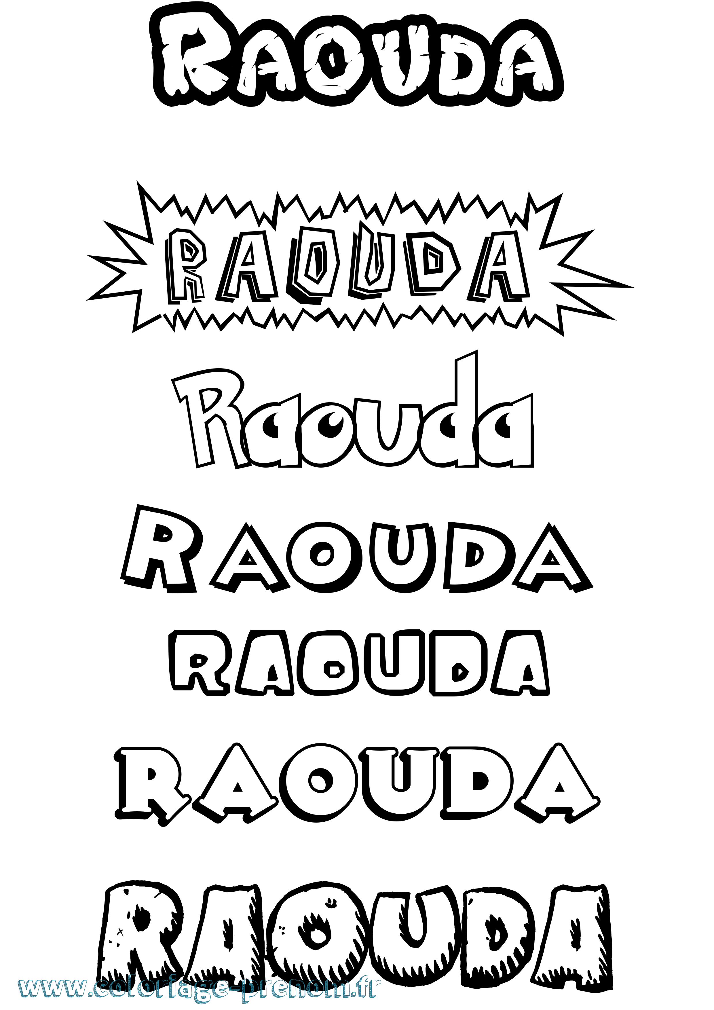 Coloriage Raouda Dessin Animé Coloriage prénom Raouda Dessin Animé