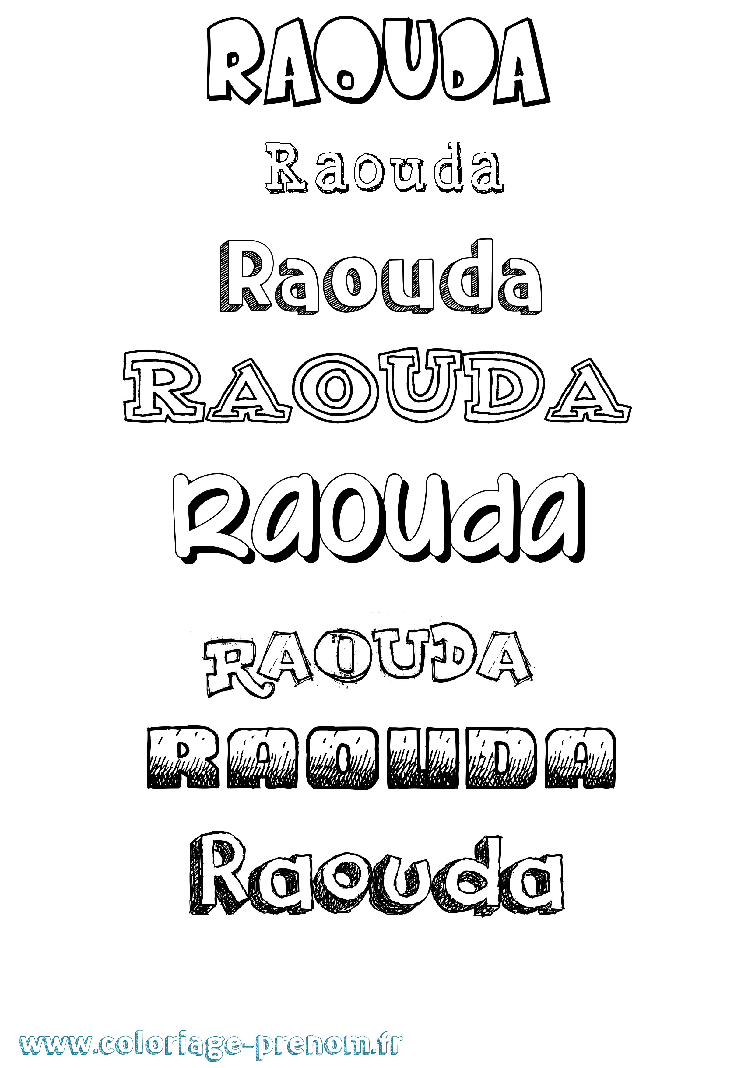 Coloriage Raouda Dessiné Coloriage prénom Raouda Dessiné
