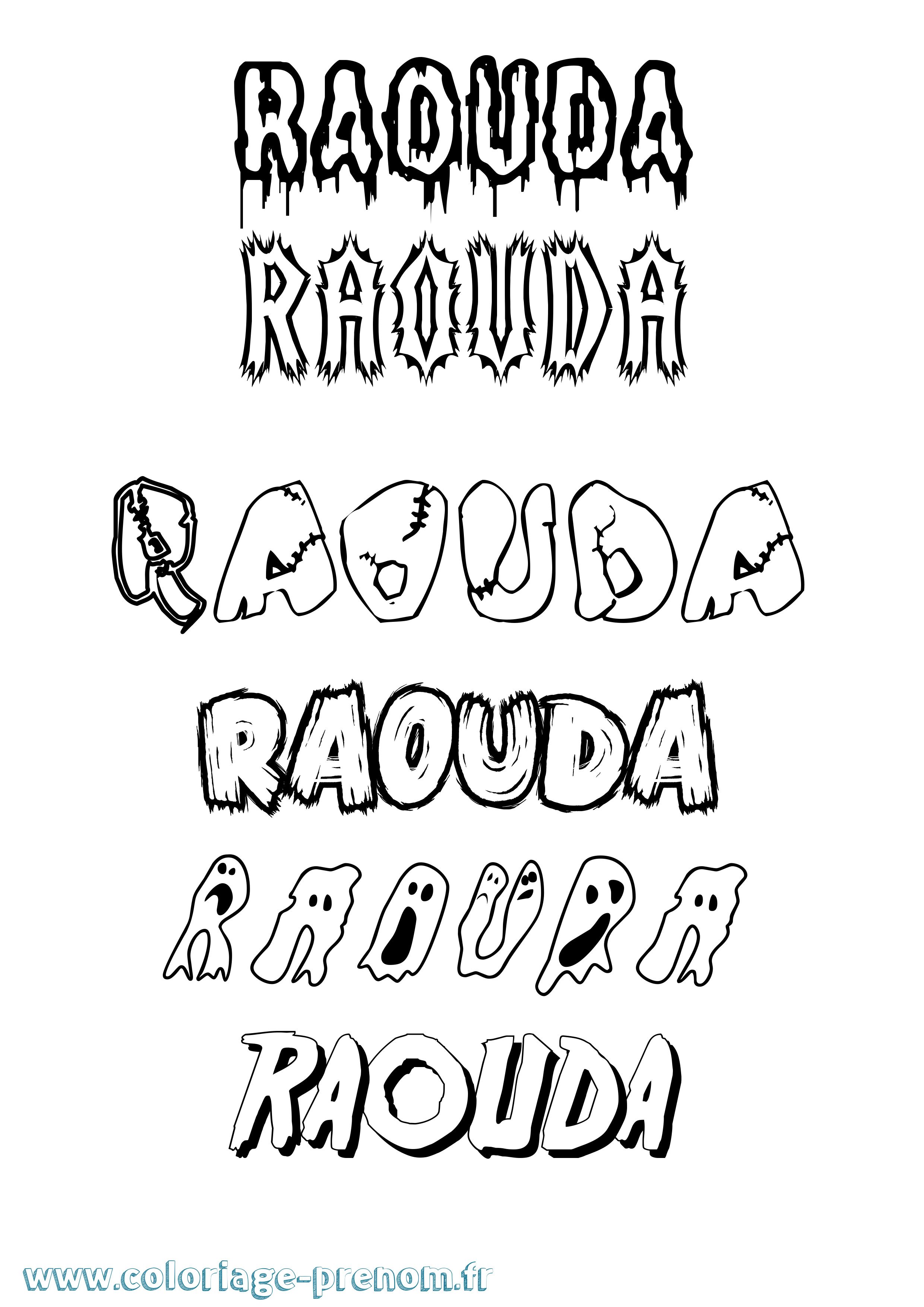 Coloriage Raouda Frisson Coloriage prénom Raouda Frisson