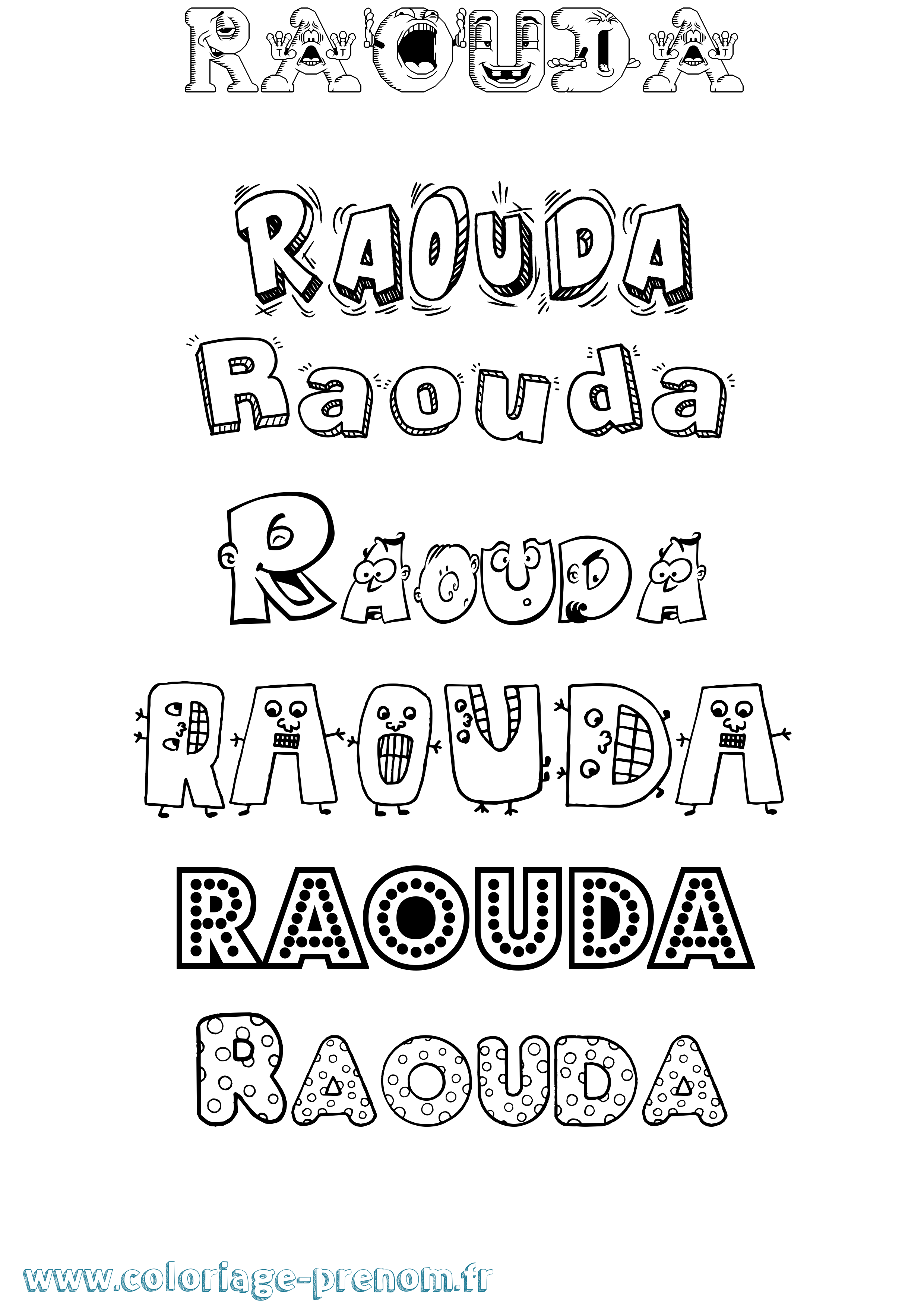 Coloriage Raouda Fun Coloriage prénom Raouda Fun