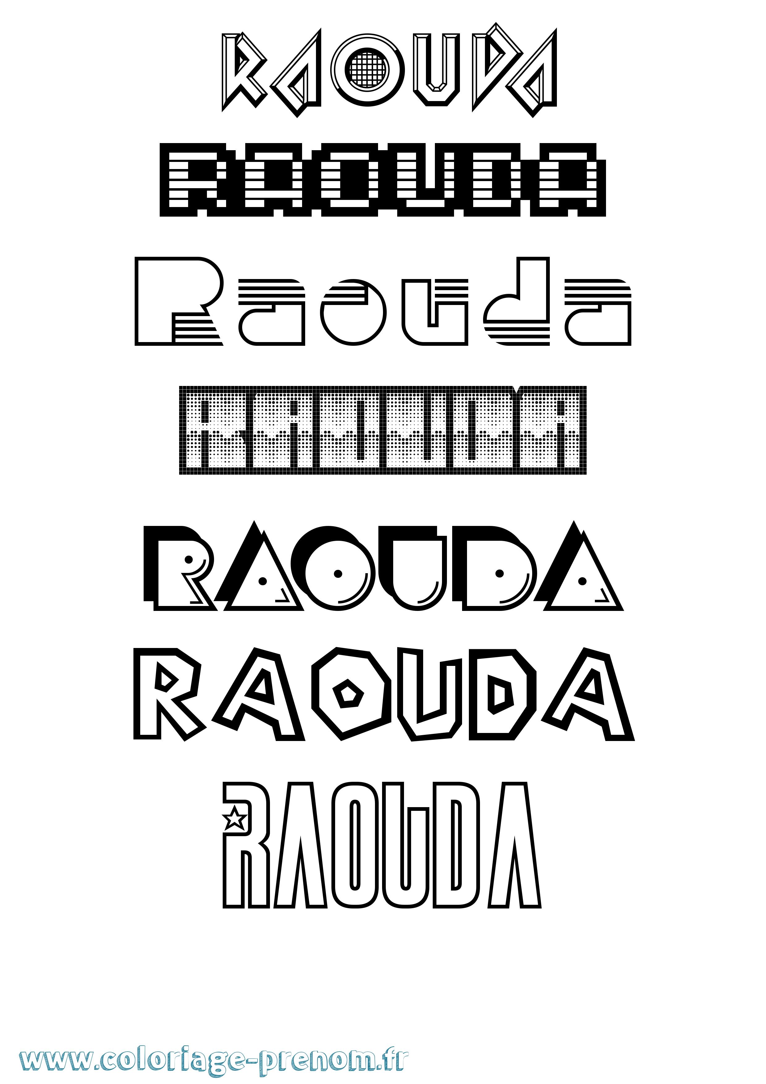 Coloriage Raouda Jeux Vidéos Coloriage prénom Raouda Jeux Vidéos