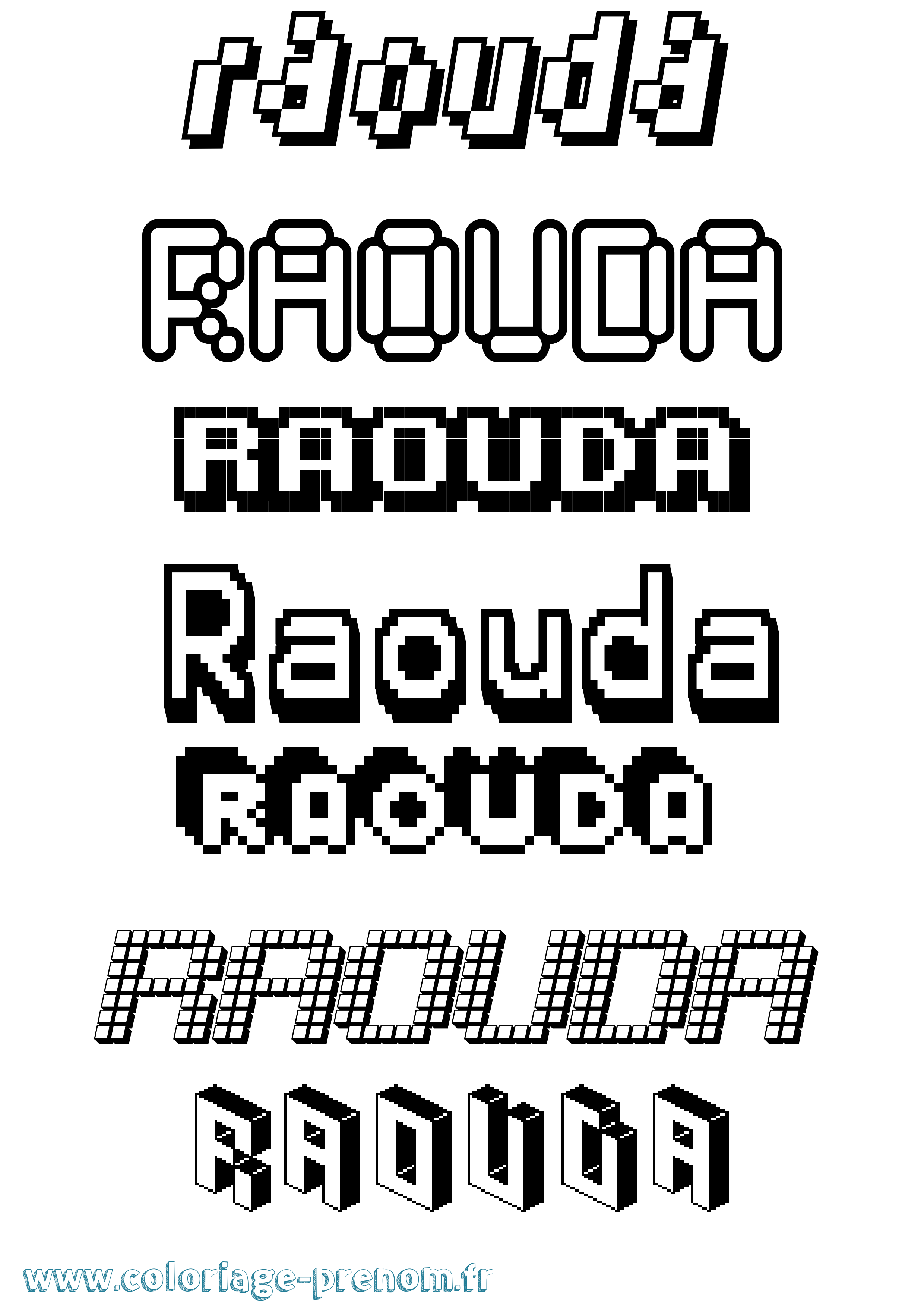 Coloriage Raouda Pixel Coloriage prénom Raouda Pixel