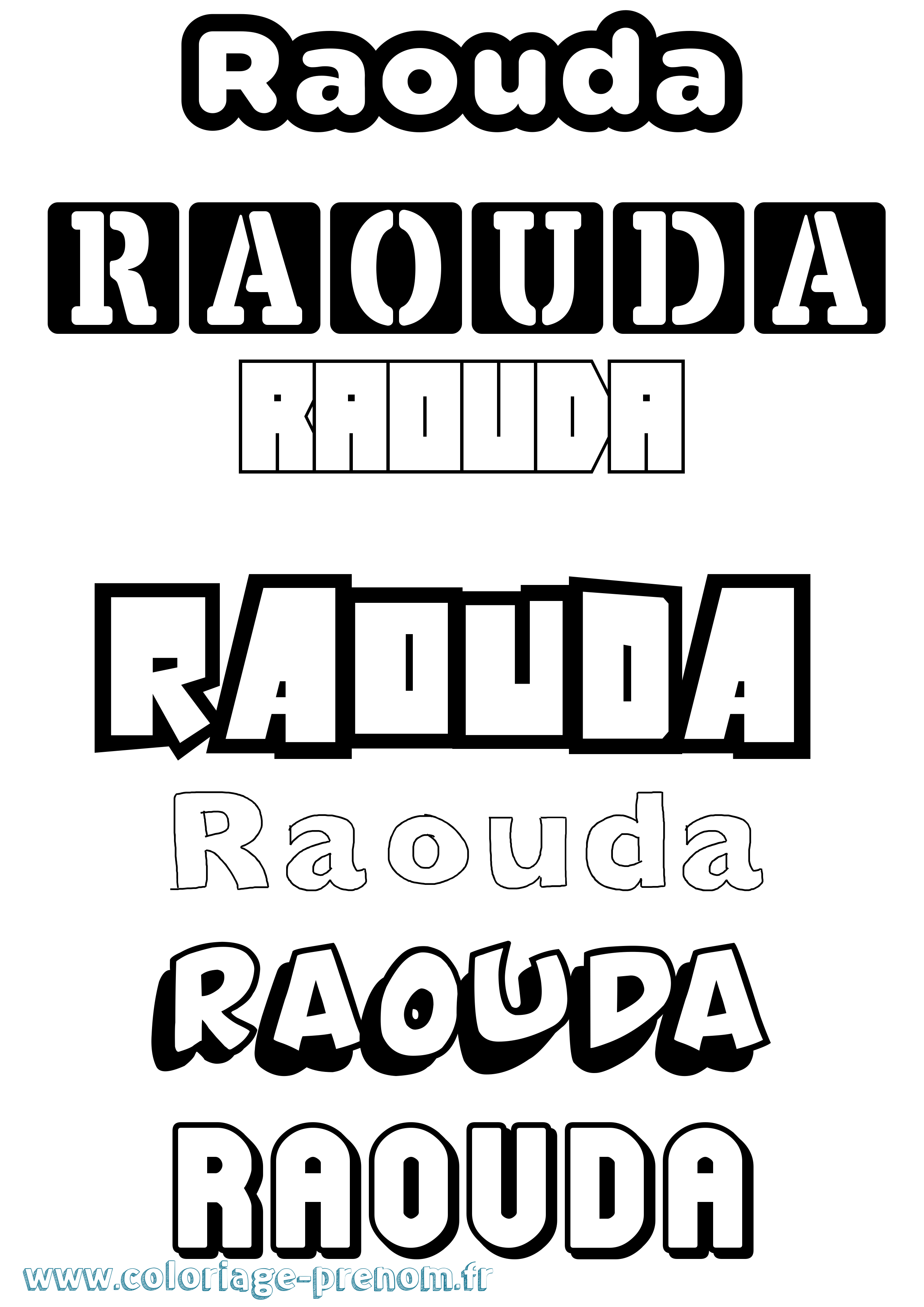 Coloriage Raouda Simple Coloriage prénom Raouda Simple