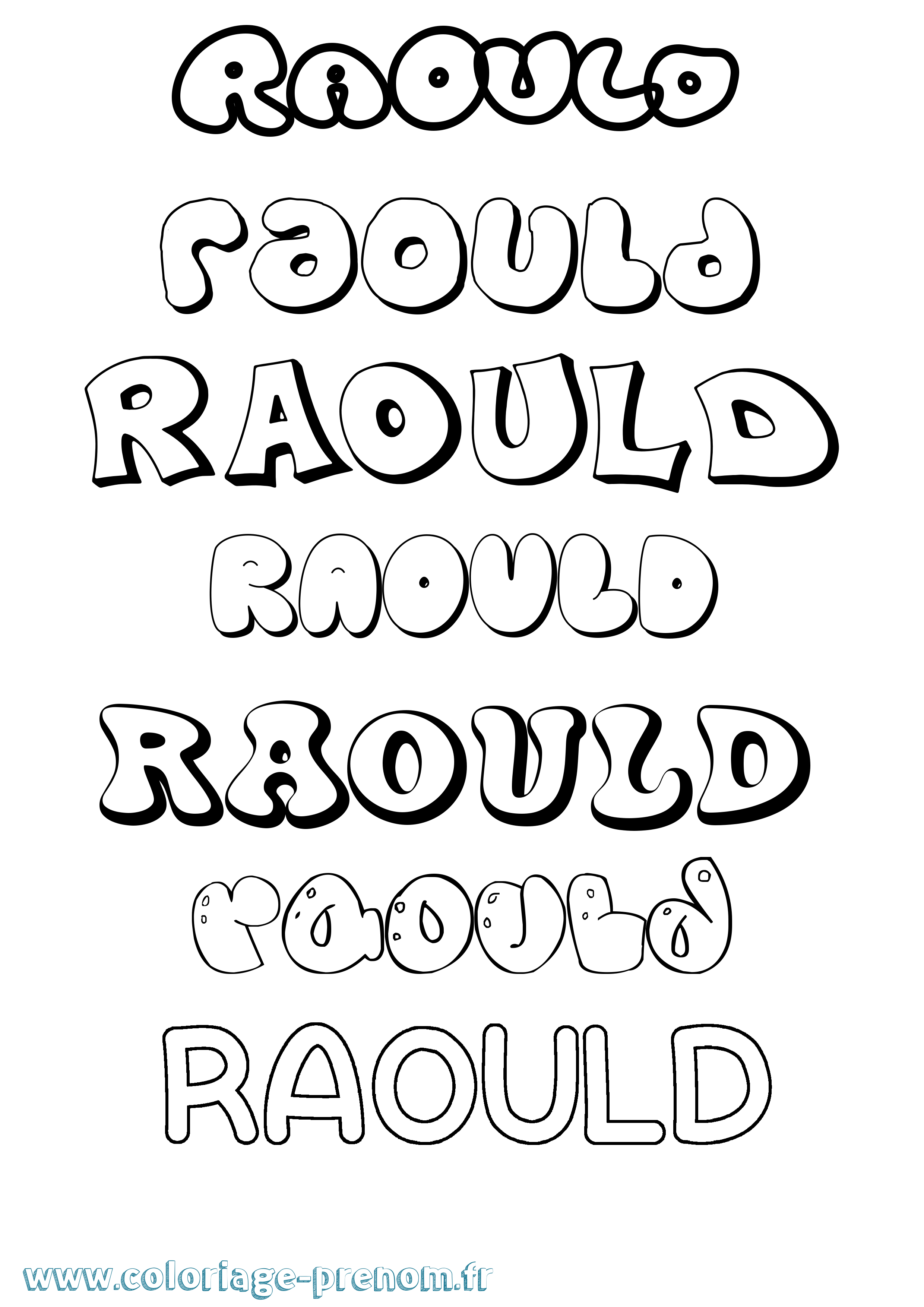 Coloriage Raould Bubble Coloriage prénom Raould Bubble