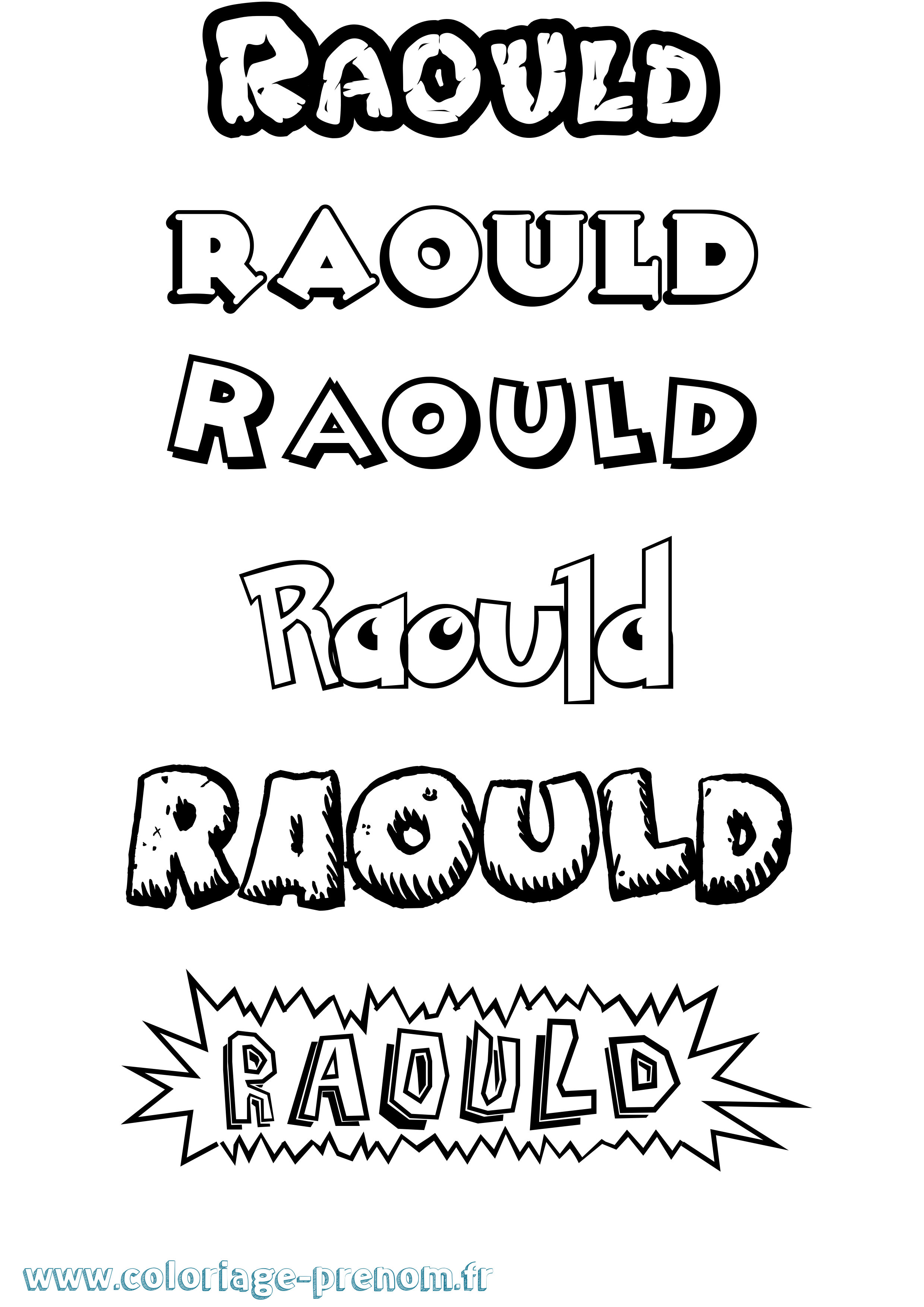 Coloriage Raould Dessin Animé Coloriage prénom Raould Dessin Animé
