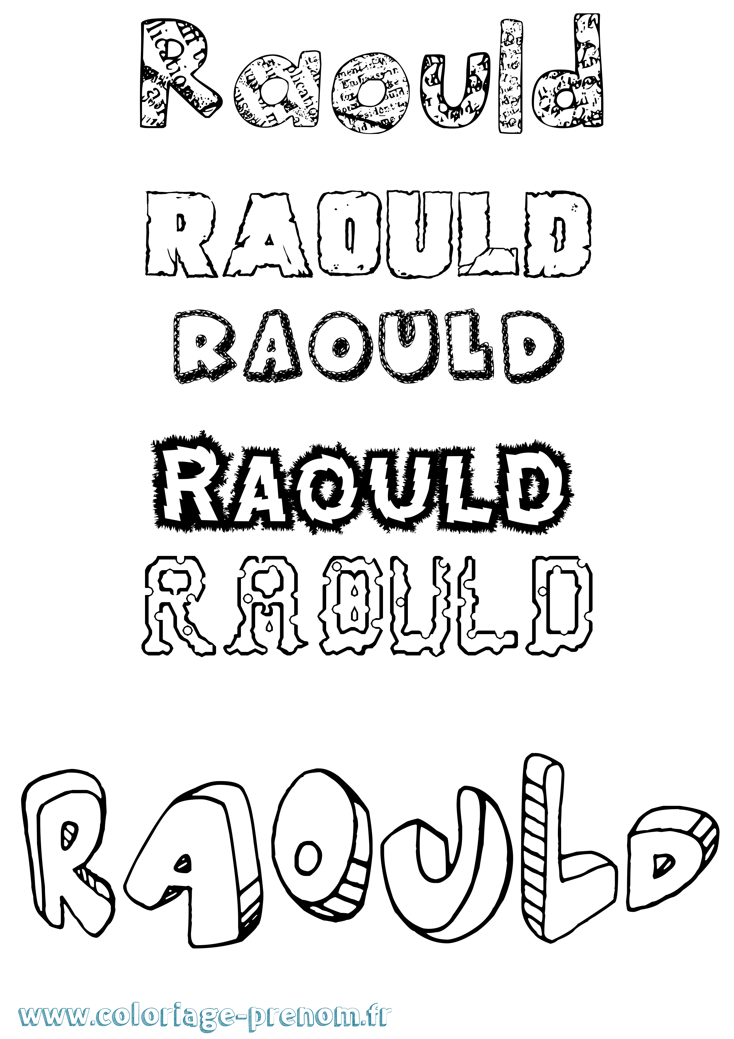 Coloriage Raould Destructuré Coloriage prénom Raould Destructuré