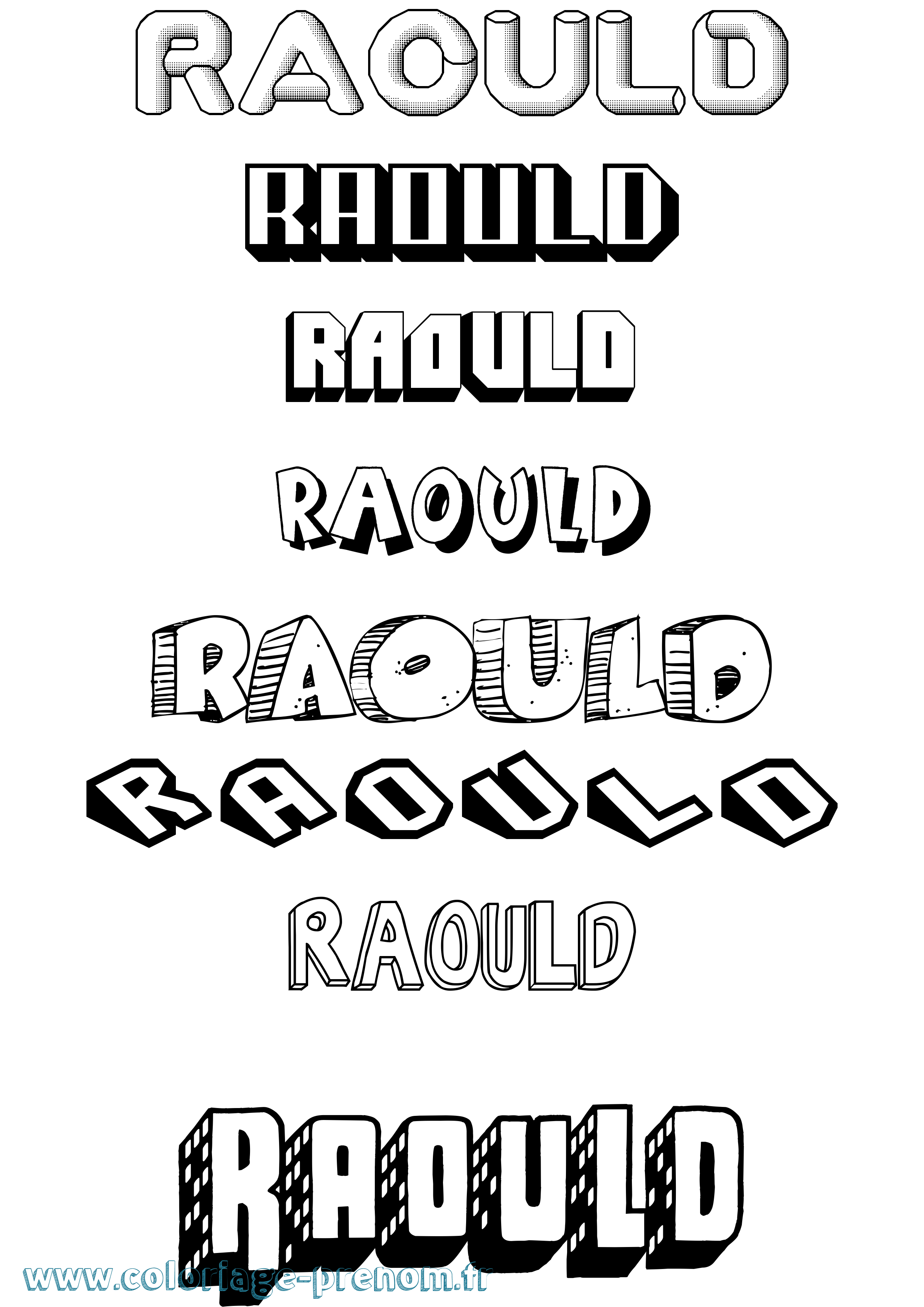 Coloriage Raould Effet 3D Coloriage prénom Raould Effet 3D