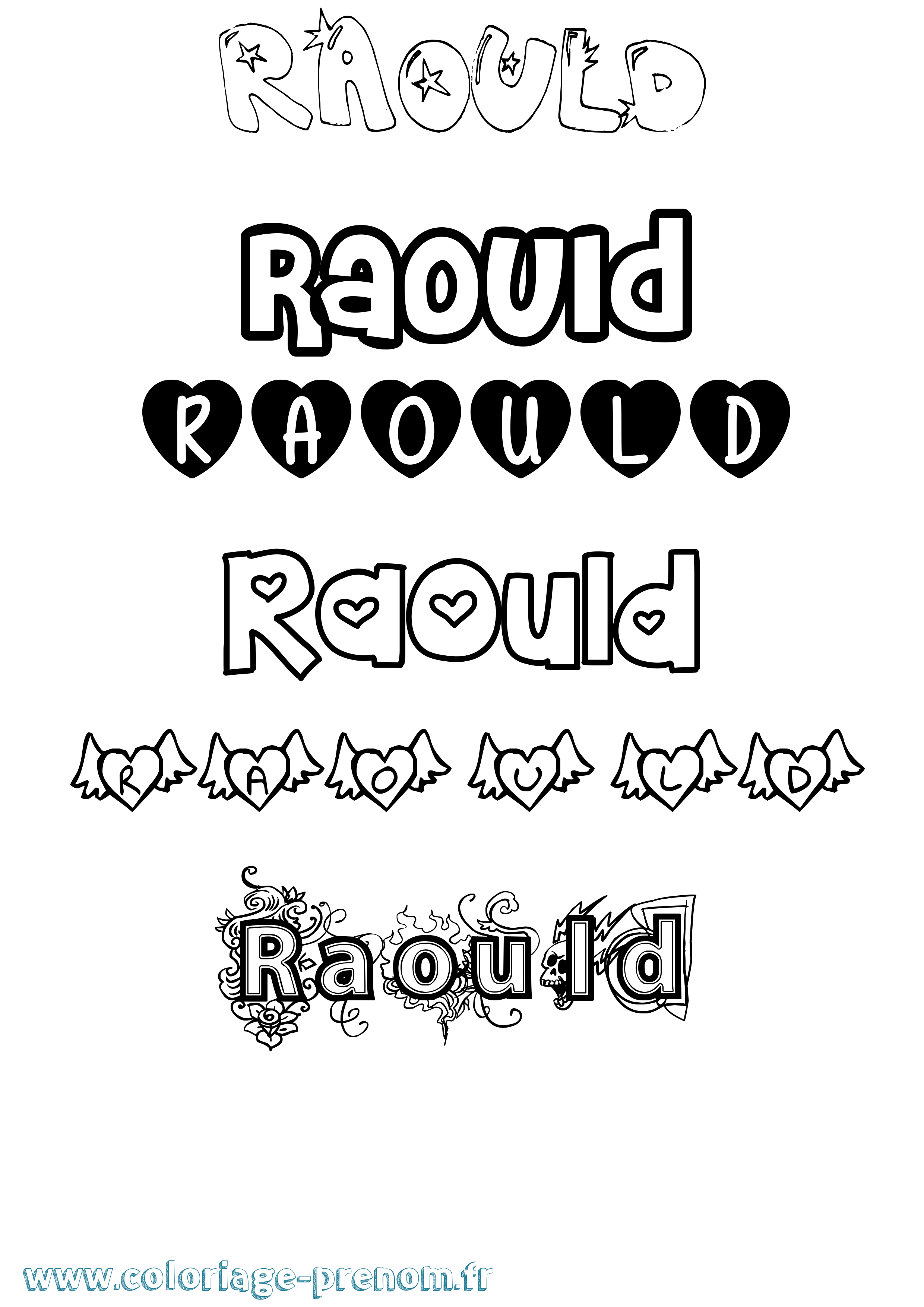 Coloriage Raould Girly Coloriage prénom Raould Girly