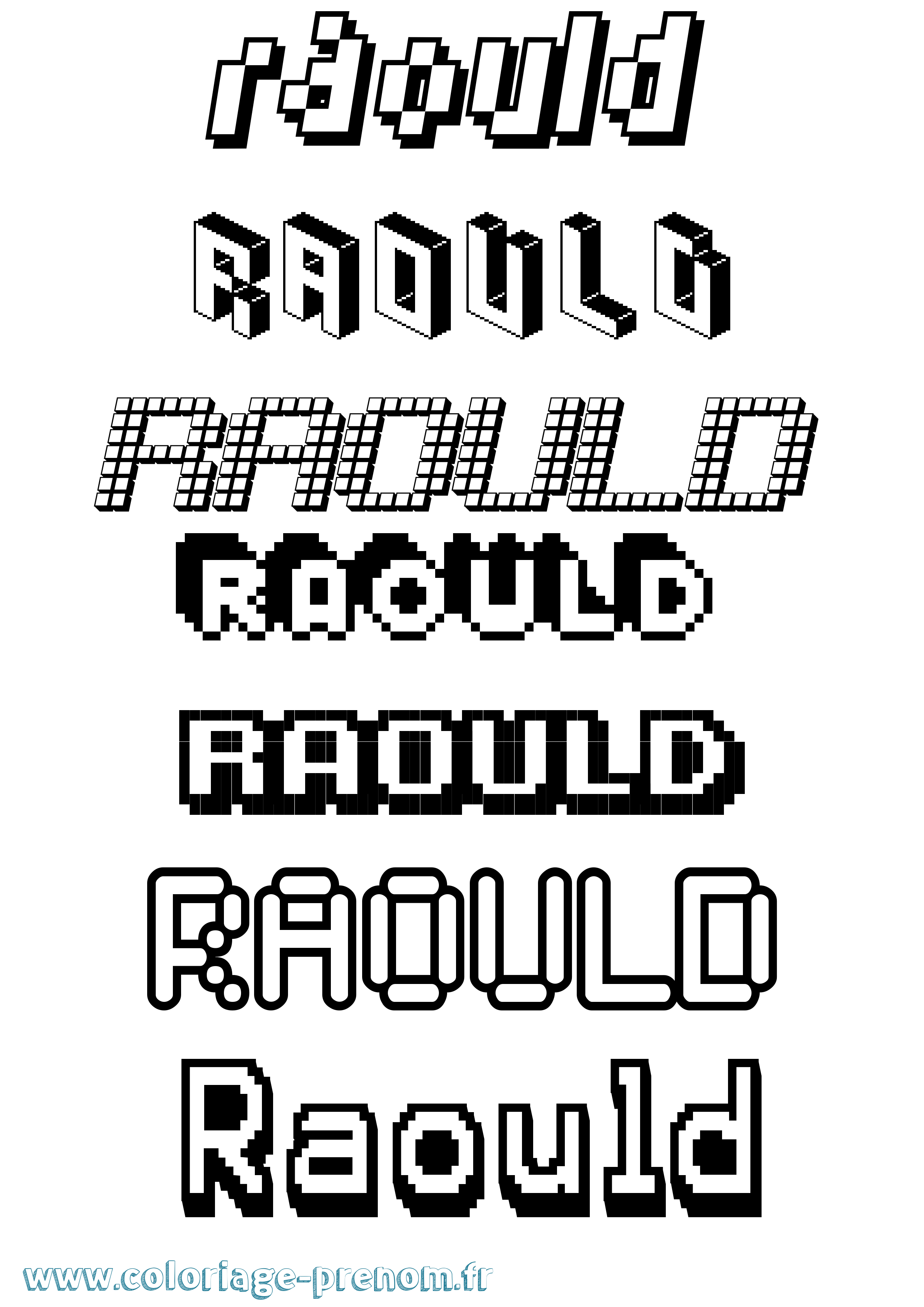 Coloriage Raould Pixel Coloriage prénom Raould Pixel