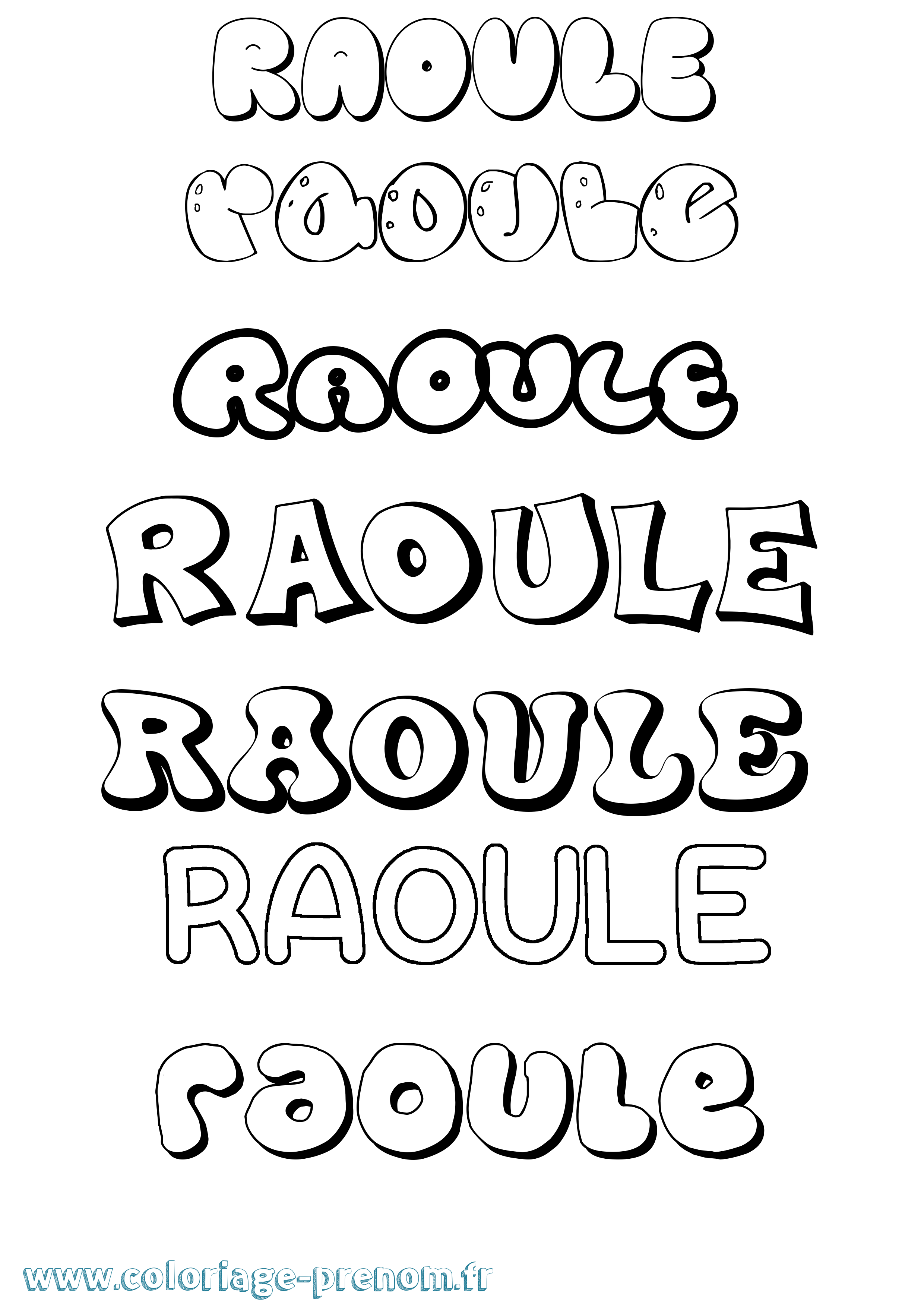 Coloriage Raoule Bubble Coloriage prénom Raoule Bubble