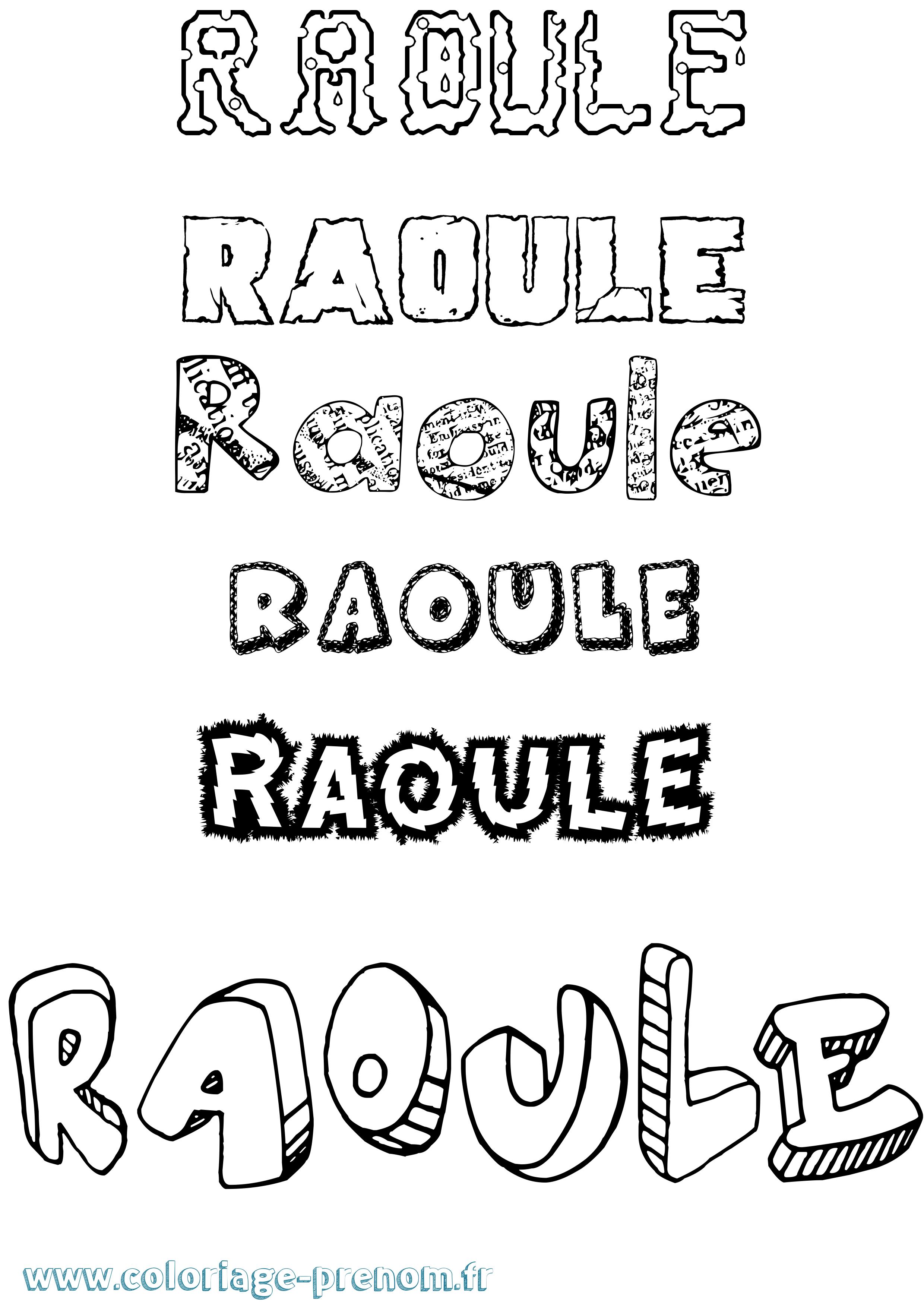 Coloriage Raoule Destructuré Coloriage prénom Raoule Destructuré