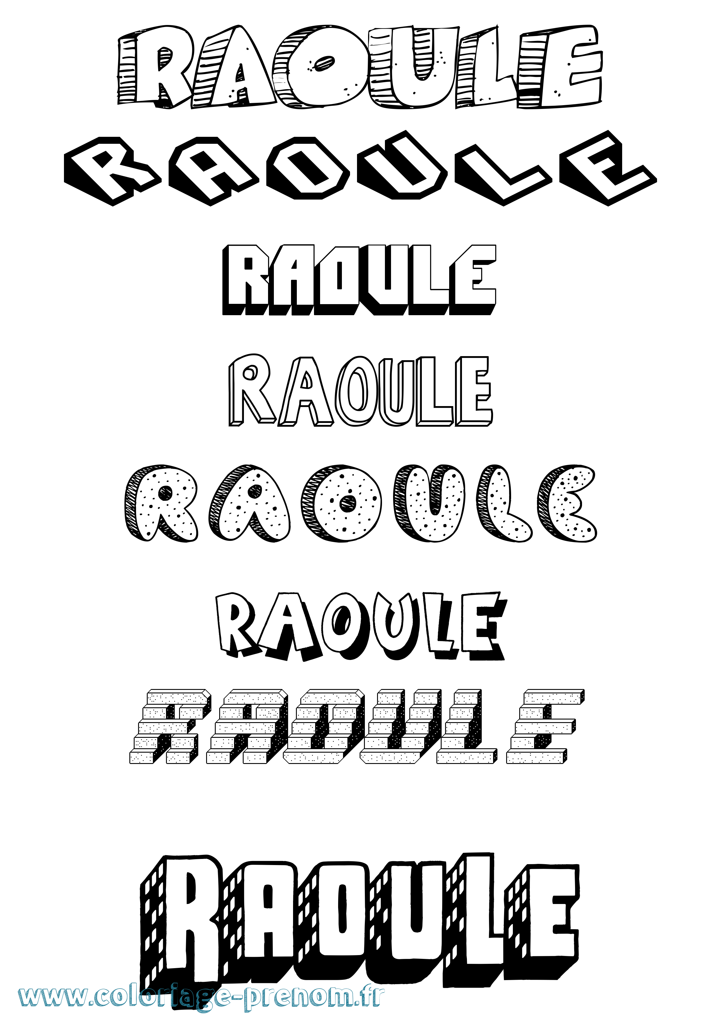 Coloriage Raoule Effet 3D Coloriage prénom Raoule Effet 3D